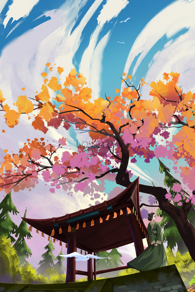 Vertical Autumn Illustration picture, Vertical Autumn Illustration Background stock image