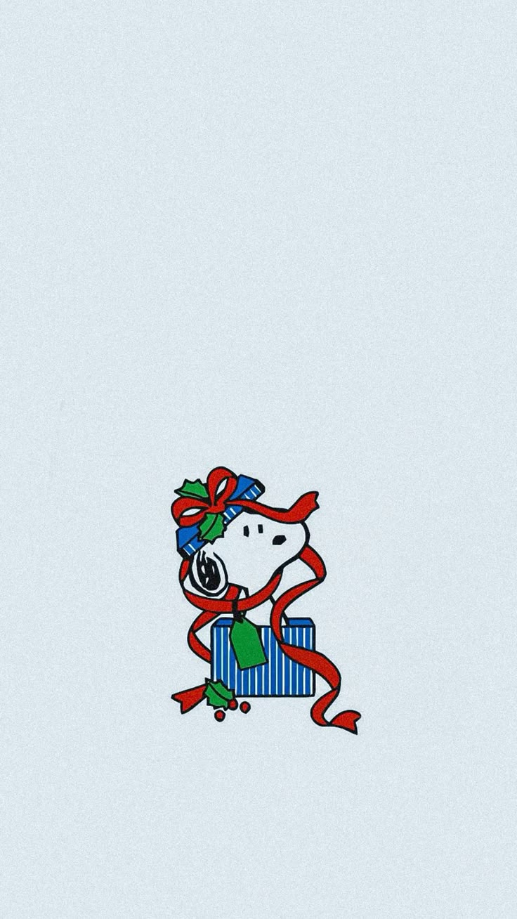 Snoopy Present Charlie Brown Christmas wallpaper iPhone lockscreen winter ribbon