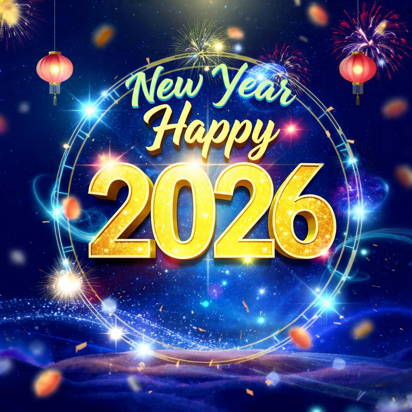 Free picture: Happy new year 2026, a design with abstract dark blue background