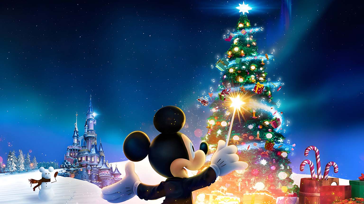 Mickey Mouse Christmas Tree Disney Desktop Wallpaper in 4K