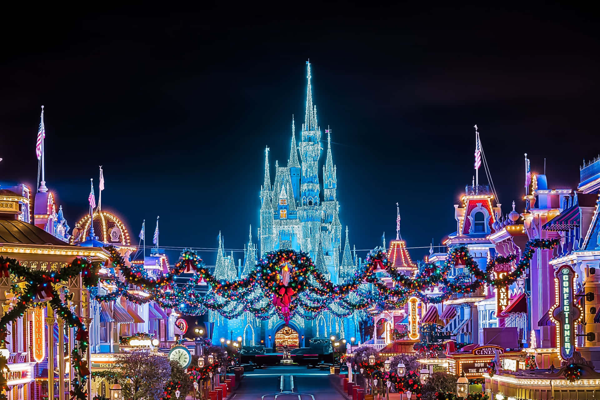 Download Disney Christmas iPad With A Glowing Castle Wallpaper