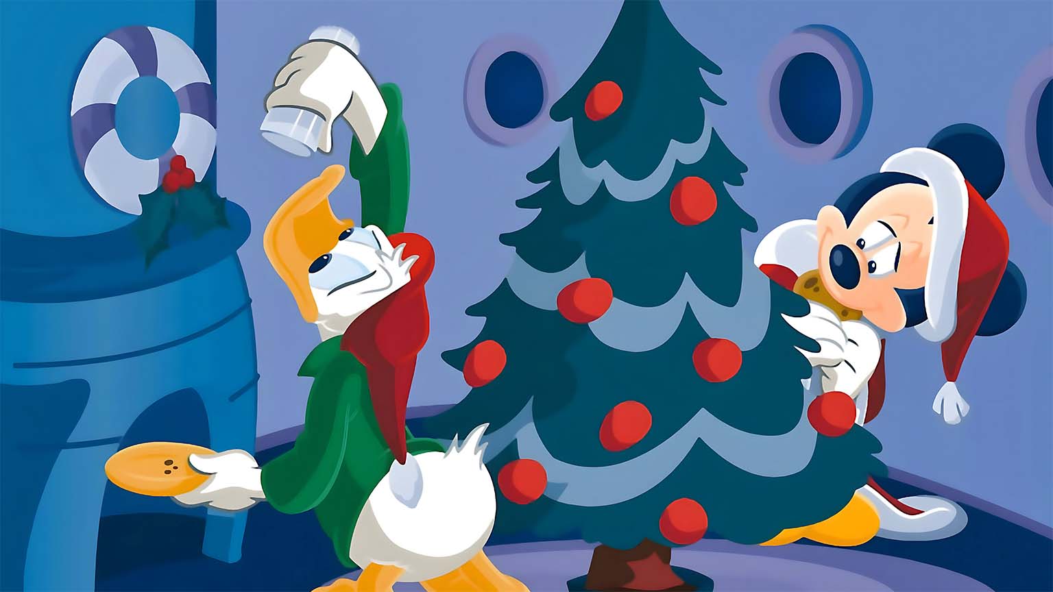 Disney Christmas Tree Donald & Mickey Desktop Wallpaper 4K