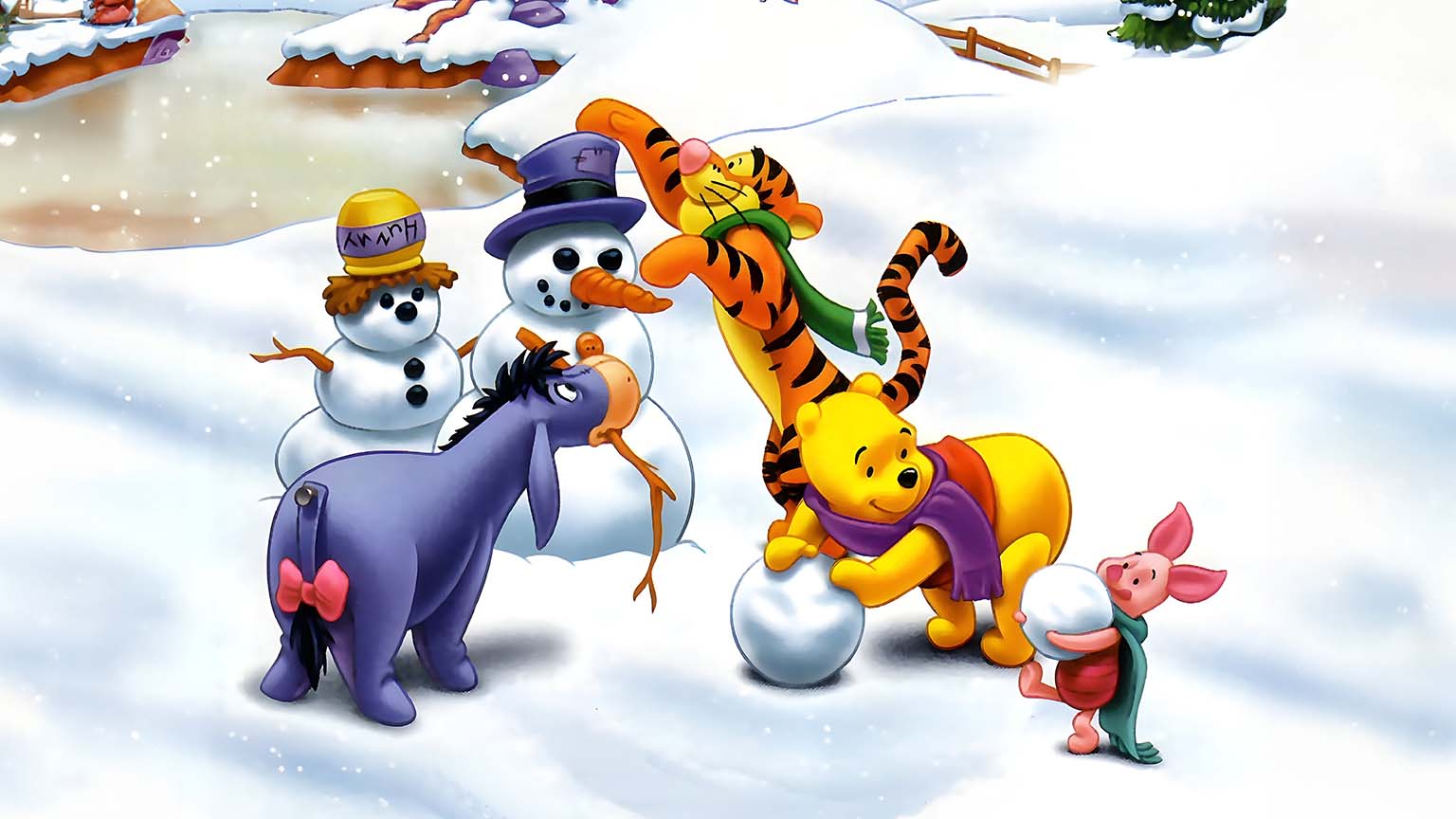 Vinnie Pooh Happy Disney Christmas Desktop Wallpaper in 4K