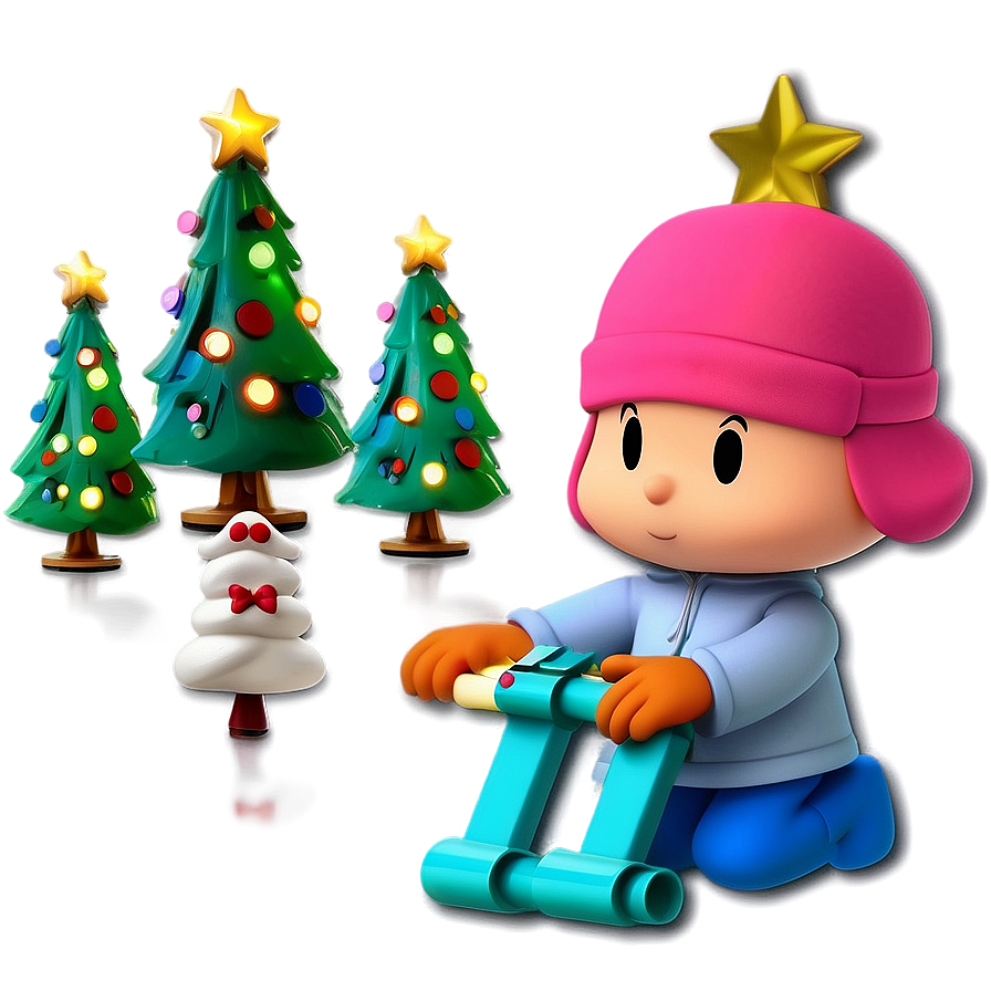 Download Pocoyo With Christmas Tree Png 05232024