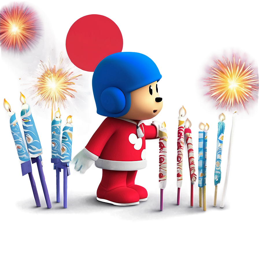 Download Pocoyo With Fireworks Display Png Tef