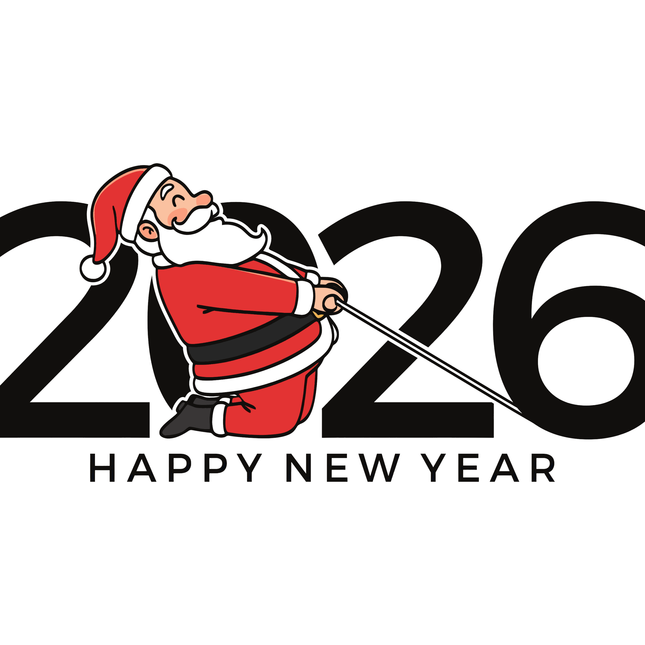 2026 New Year Wallpaper 4K, Santa Claus, White background, 5K