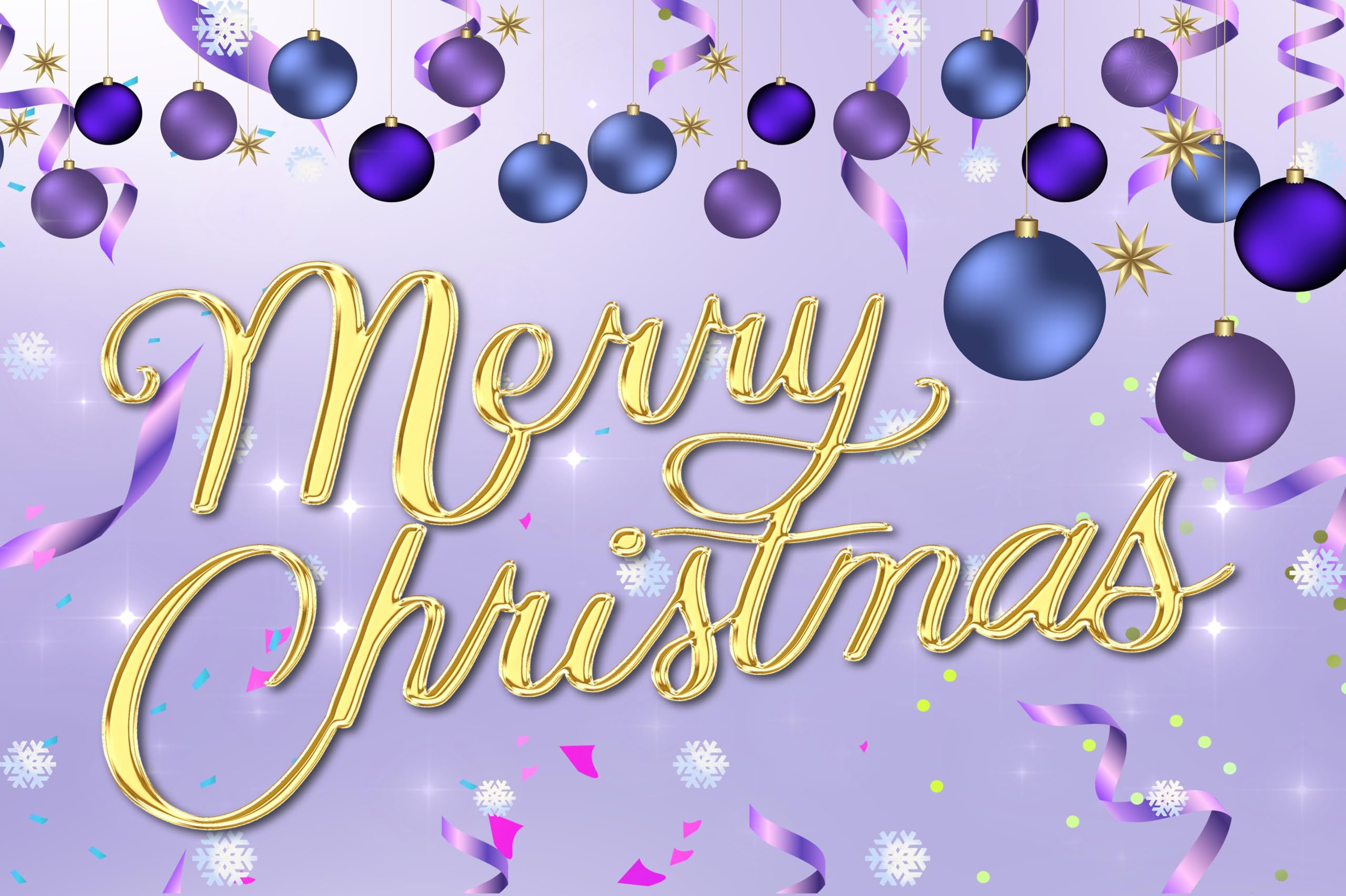 Amazon.com, CHNYWORK 7x5ft Merry Christmas Backdrop Purple Christmas Balls Golden Stars Snowflake Happy New Year Background Winter Vacation Merry Christmas Eve Birthday Wedding Party Decor Banner Photo Props