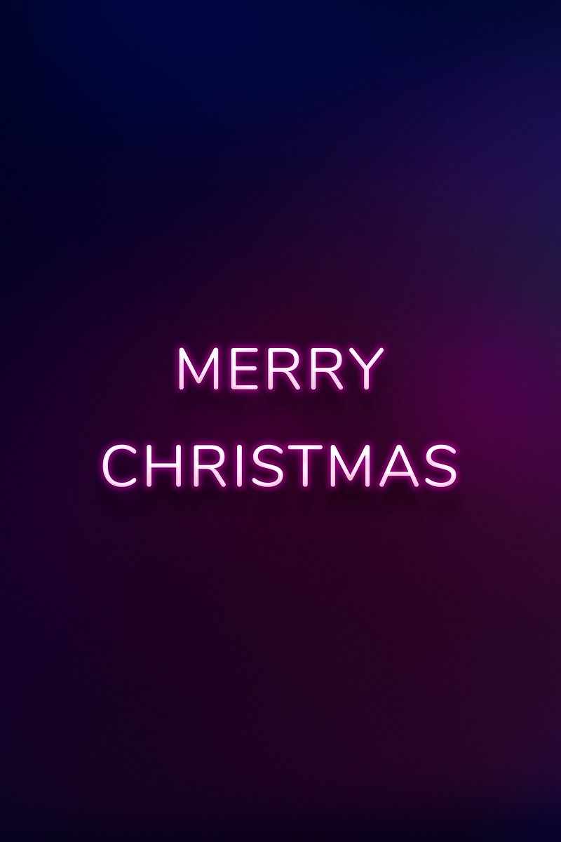 Merry Christmas neon word typography