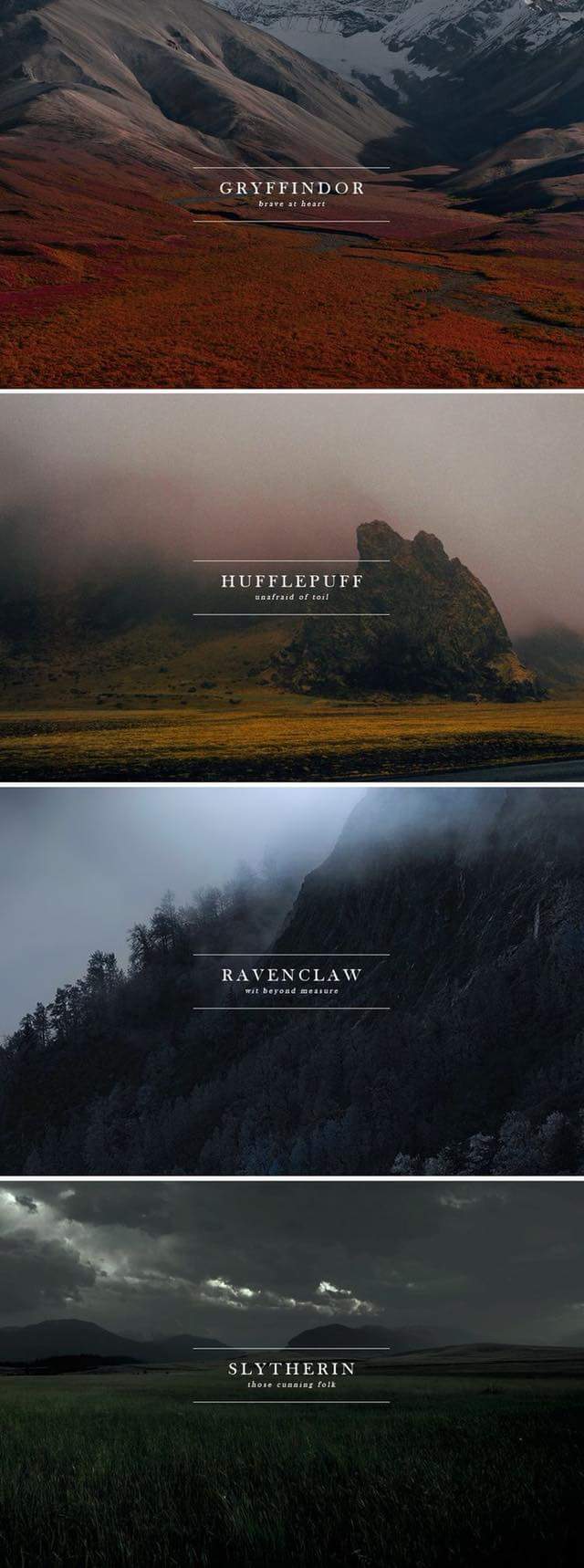 The homelands of the Hogwarts four