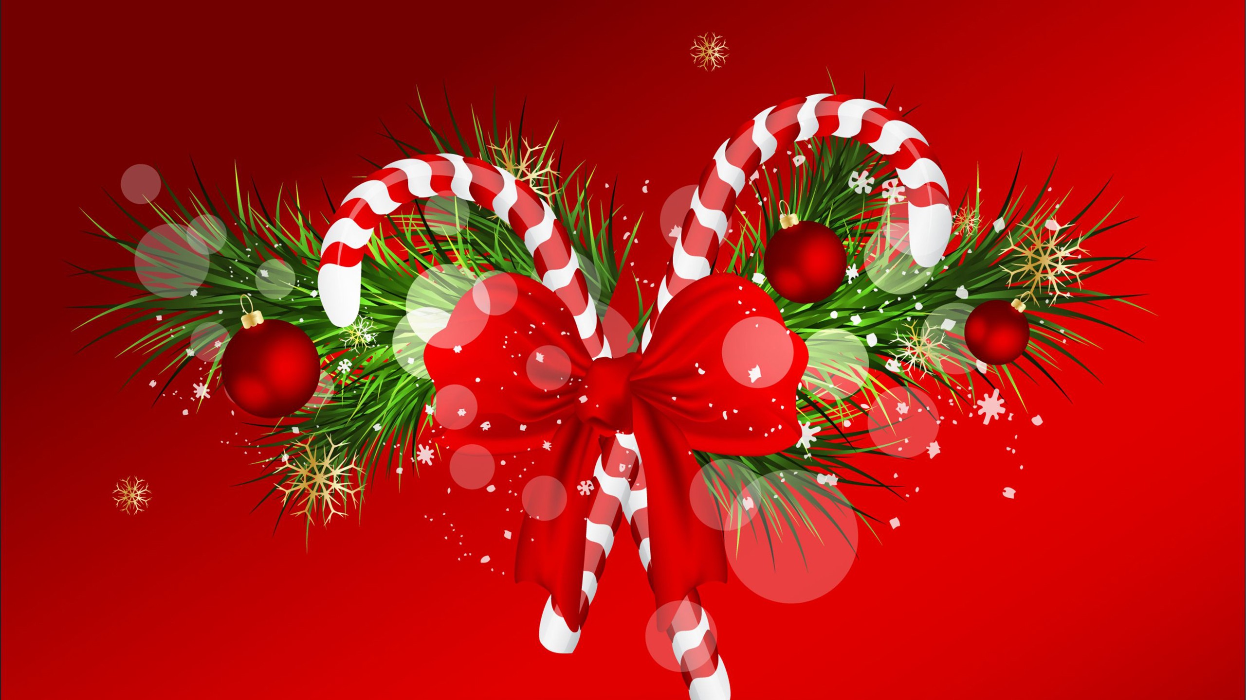 Candy Canes With Red Bow With Christmas Decorations HD Candy Cane Wallpaper