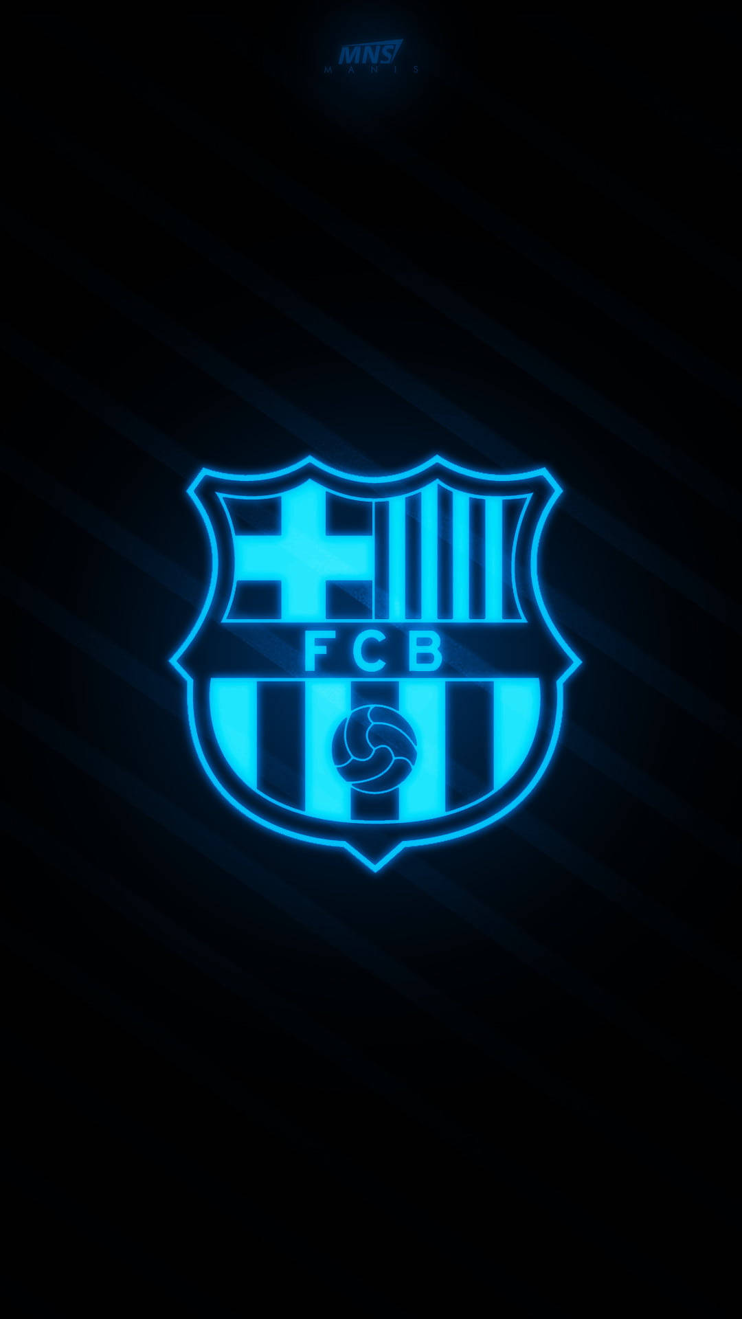 Download Glowing Blue Barcelona Fc Logo Wallpaper