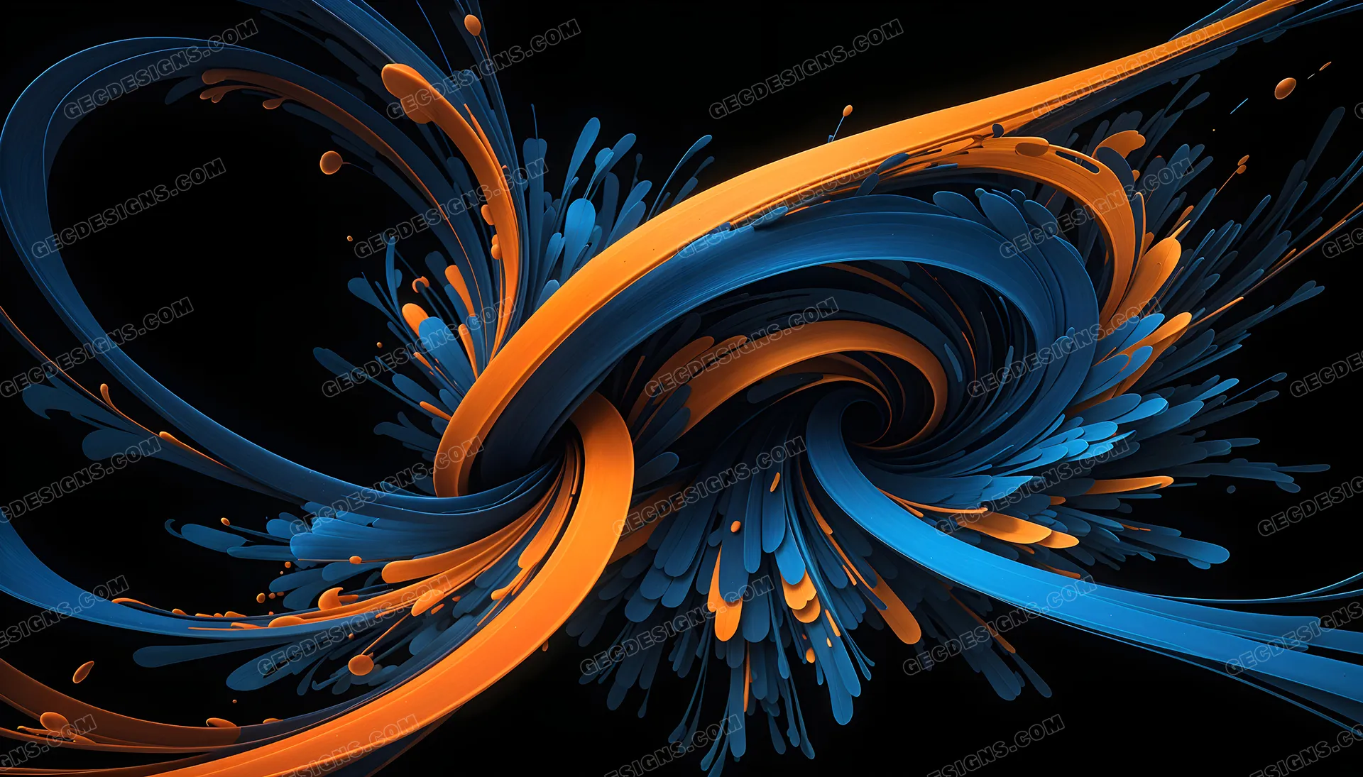Abstract Orange Blue gradient energy swirls background wallpaper