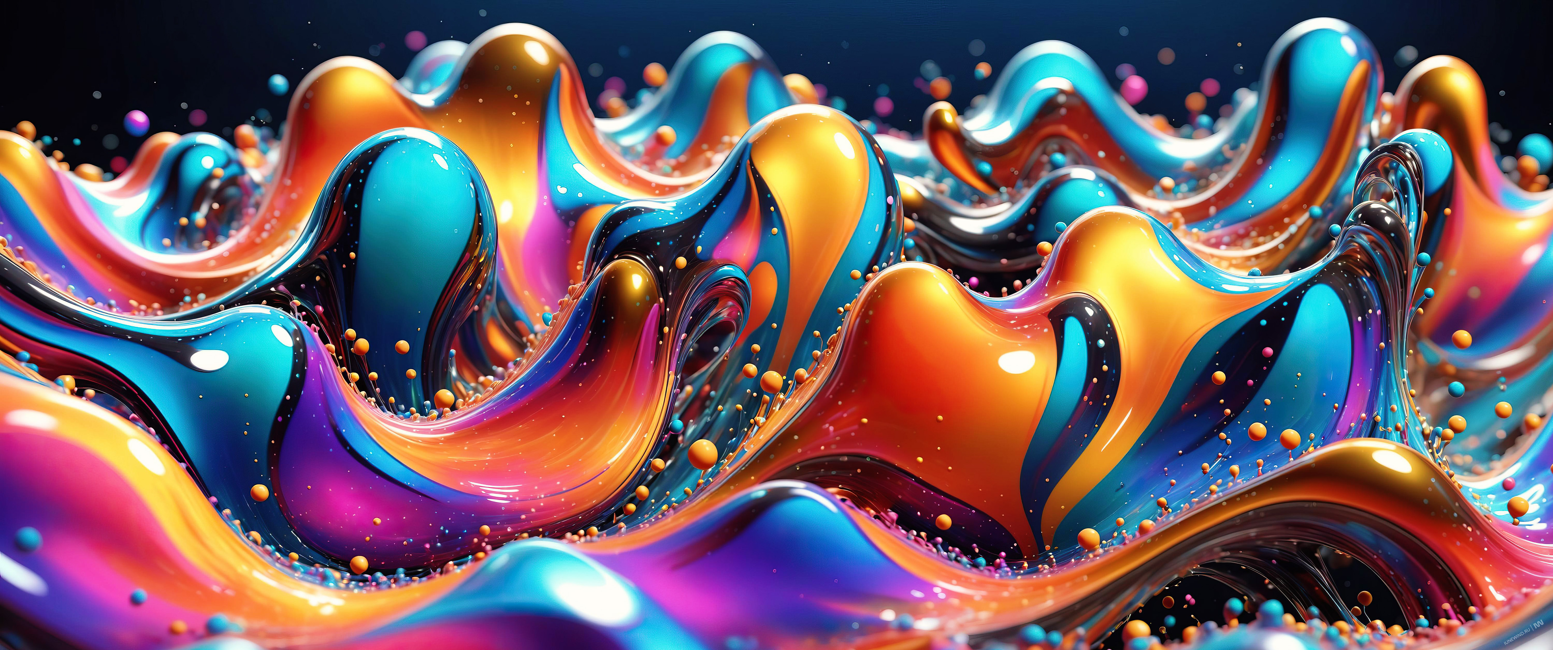 Vibrant Abstract 3D liquid UW wallpaper