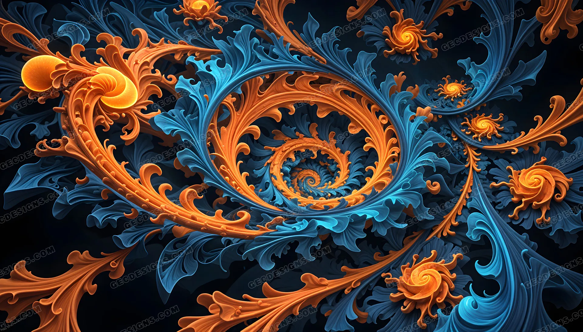 Blue Orange gradient energy swirls wallpaper