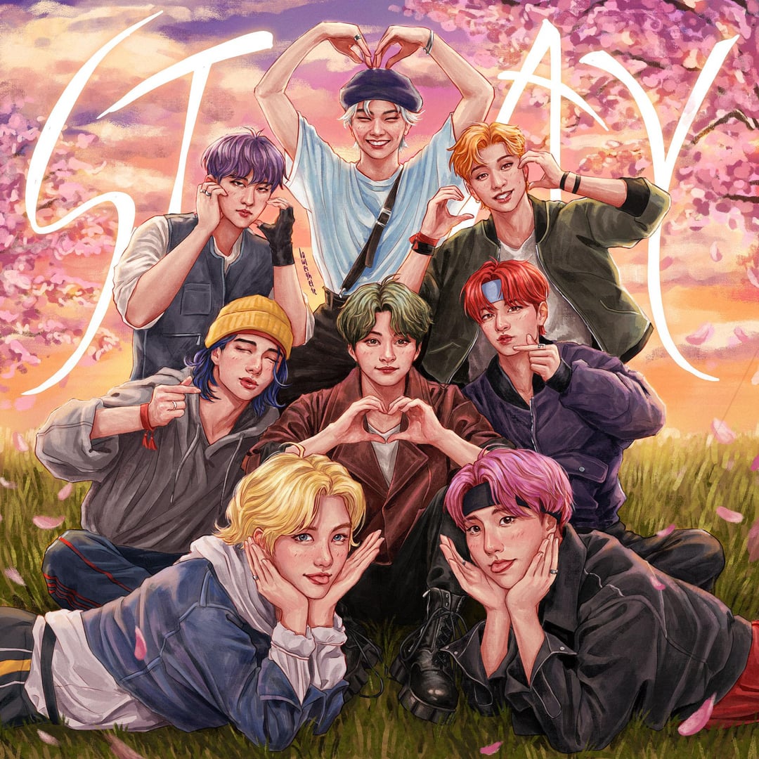 Stray Kids as your favorite slice of life anime!! (Fanart by Lawleighette)