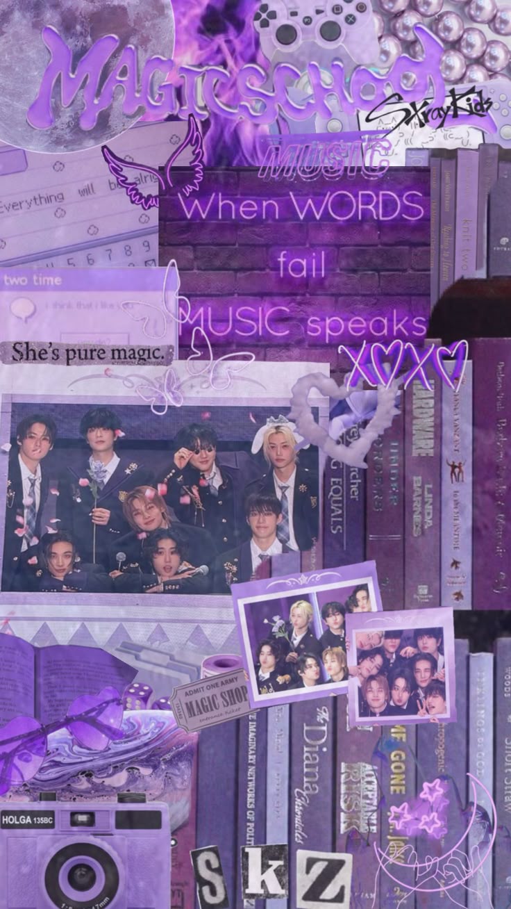 stray kids. Kids collage, Purple wallpaper, Purple aesthetic