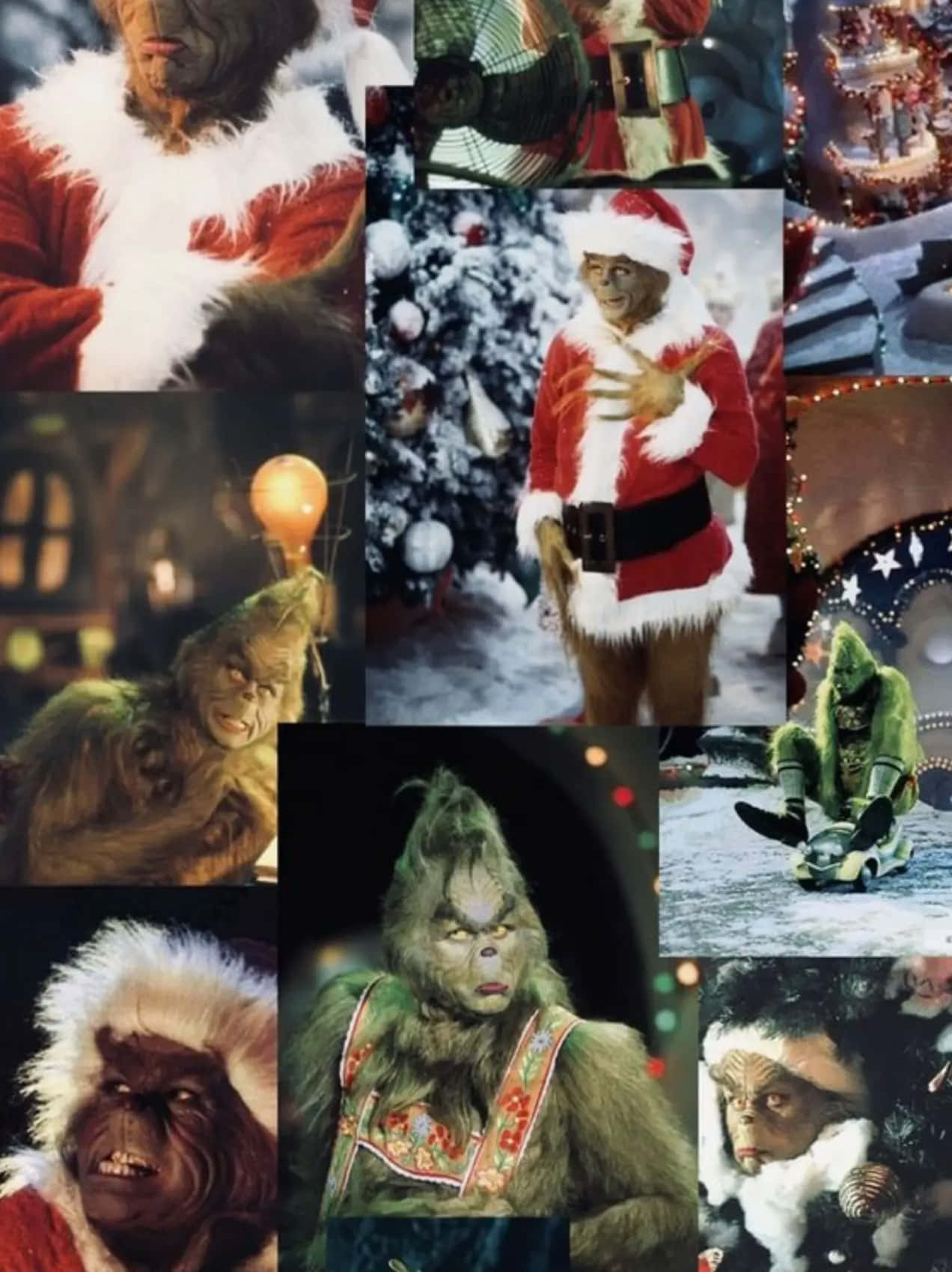 Download Grinch Collage Christmas Mood Wallpaper