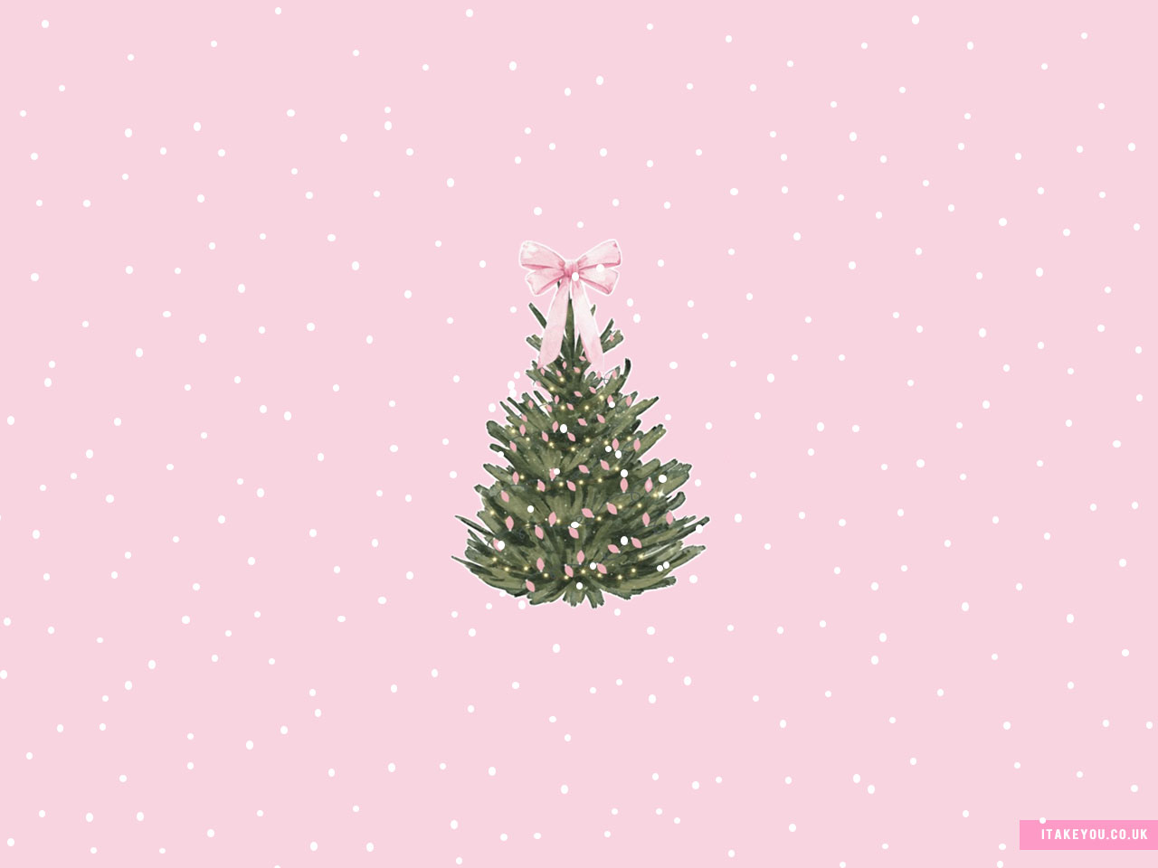 Christmas Tree Minimalist Pink Christmas Wallpaper for Desktop & Laptop