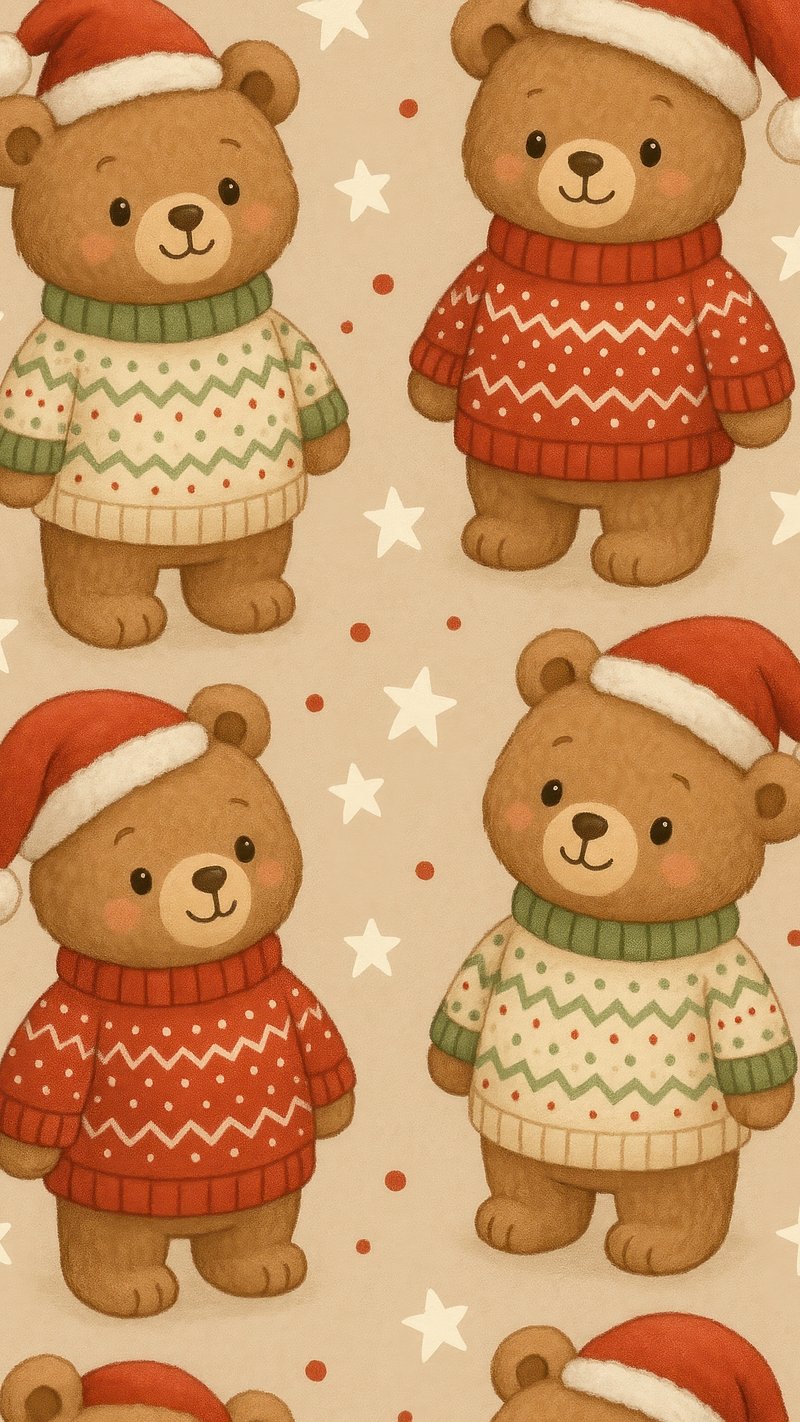 A Teddy Bear Wearing Christmas Hat Image Wallpaper
