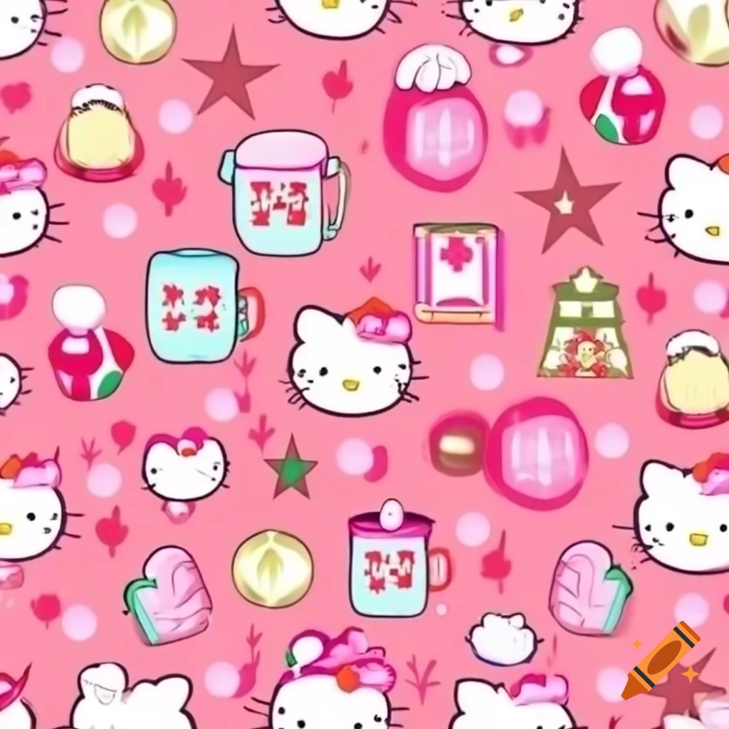 Pink Hello Kitty Christmas background for PC, 1920x1080 on Craiyon