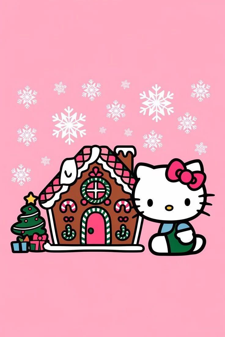 Christmas Pink Hello Kitty Wallpaper for Android, iPhone, PC