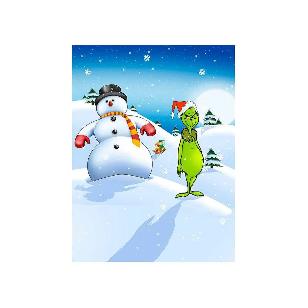 Grinch and Snowman Photography Backdrop