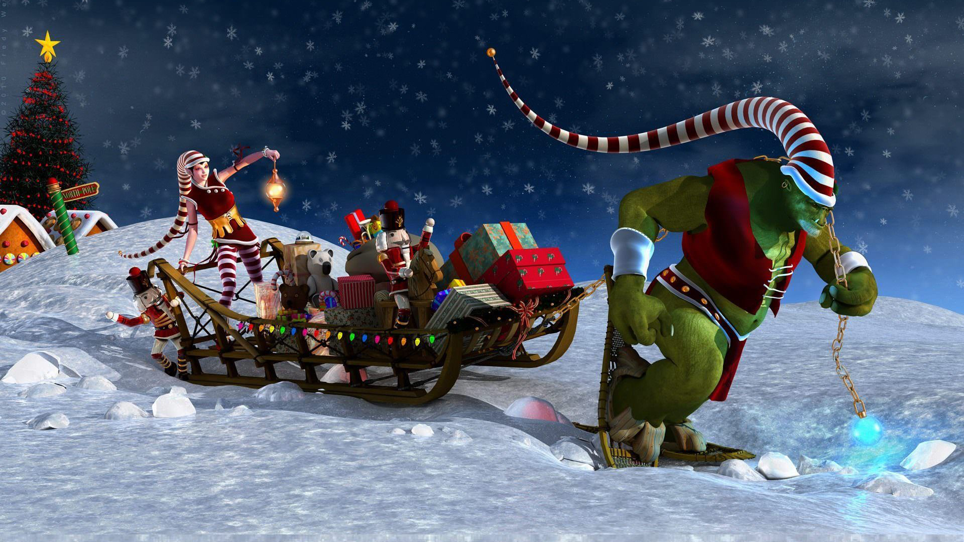The Grinch Santa With Gifts HD The Grinch Wallpaper