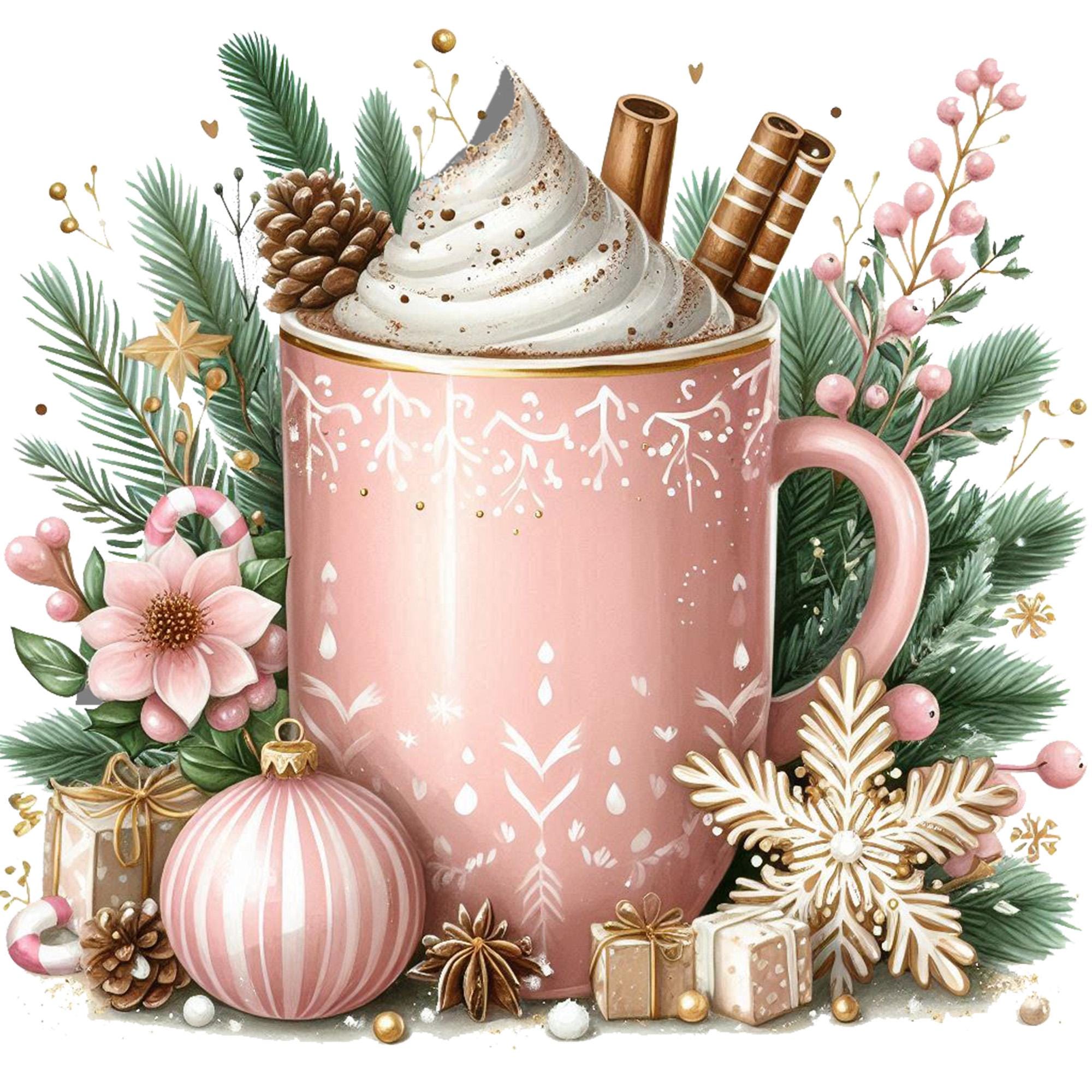 Winter Hot Cocoa Clipart, Winter Cups Clipart, Christmas Cocoa Clipart, Hot Chocolate Clipart, Christmas Sweets, Cozy Hot Chocolate