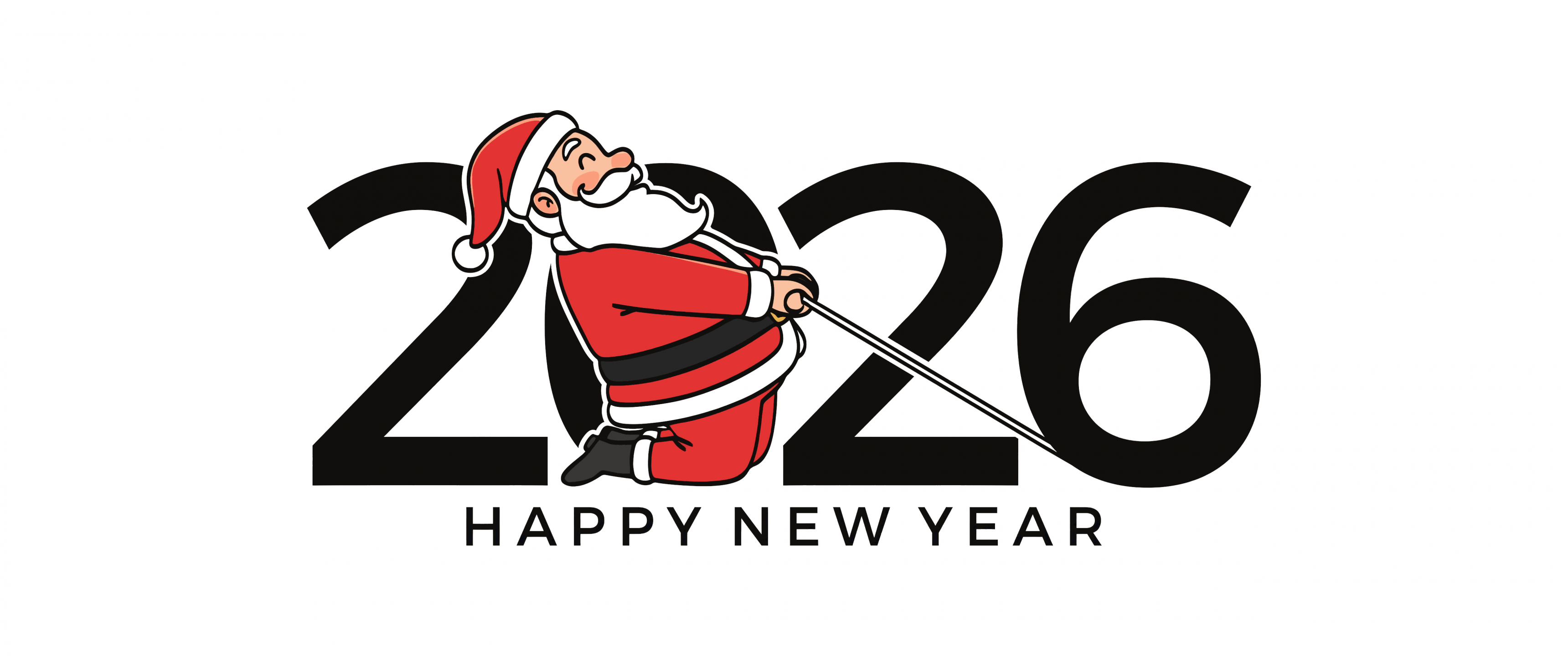 2026 New Year Wallpaper 4K, Santa Claus, White background, 5K
