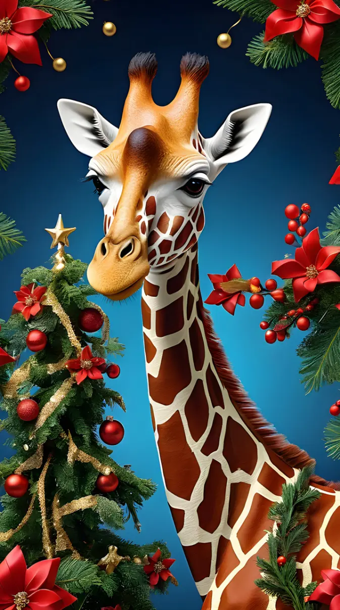 Christmas giraffe wallpaper