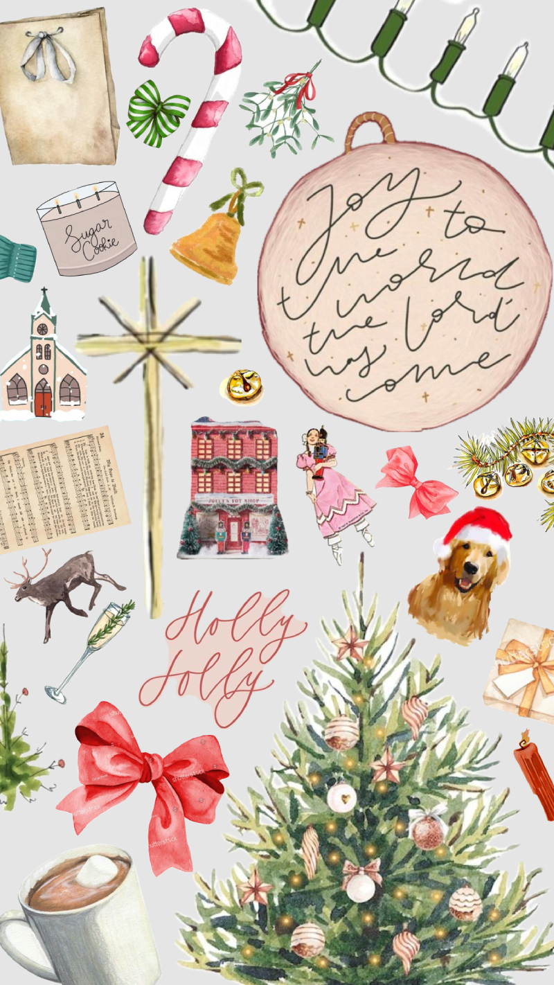 Holly Jolly Golden Star Christmas Aesthetic Wallpaper for iPhone