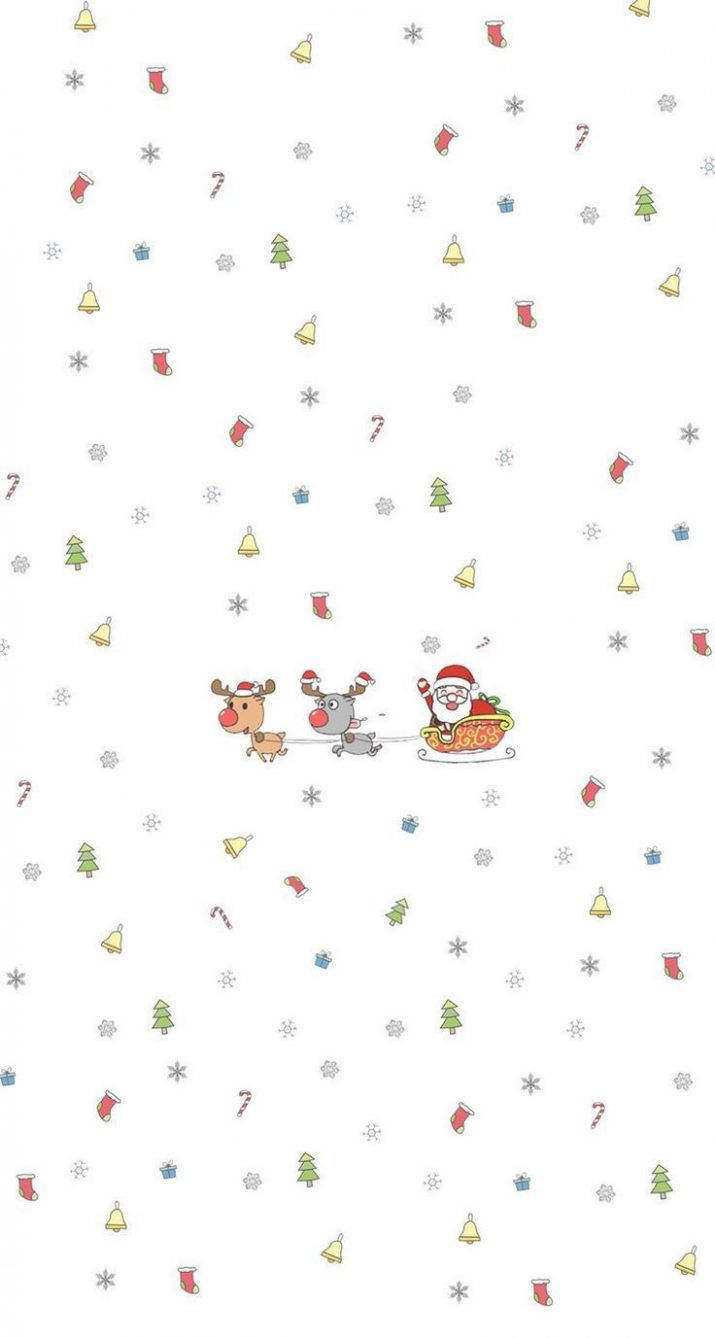 Download Simple Cute Christmas iPhone Santa And Reindeers Wallpaper