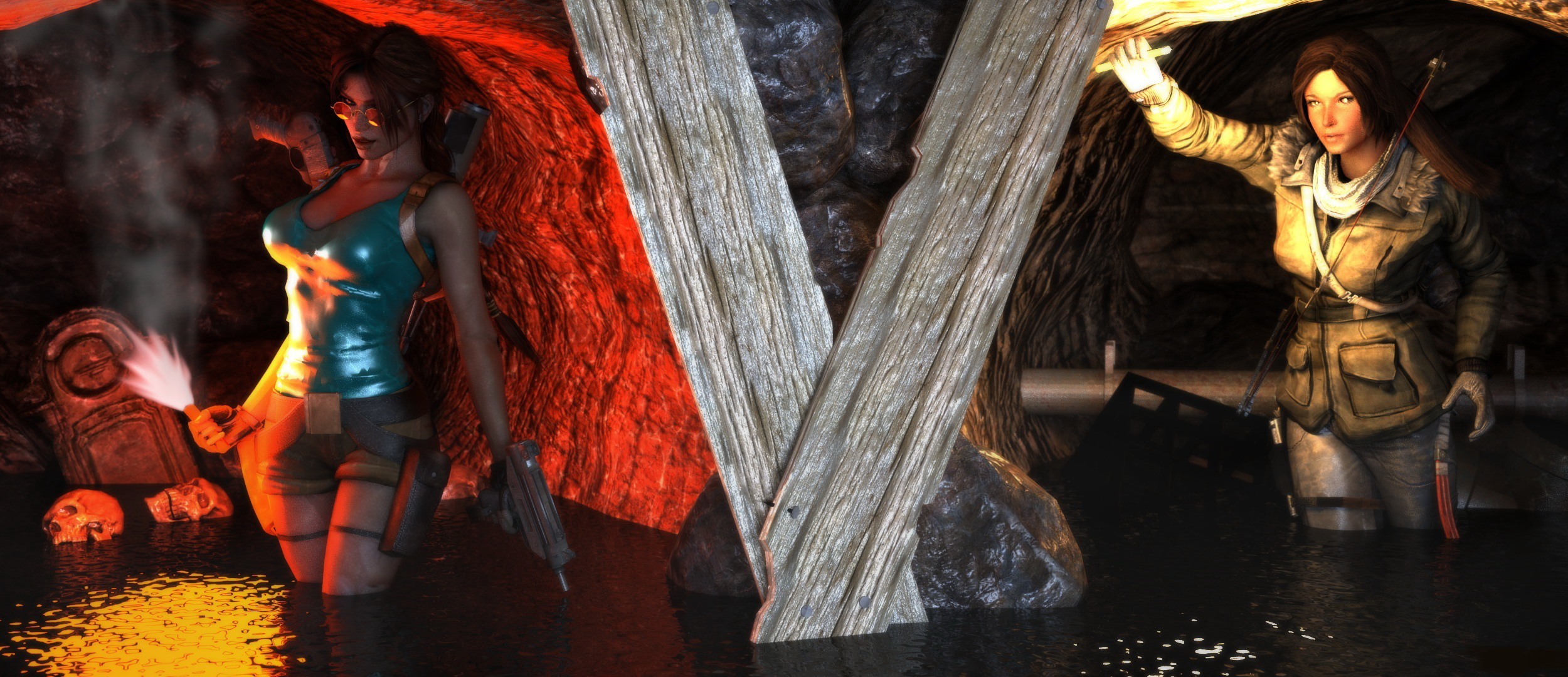 Desktop Wallpaper Tomb Raider 2013 Lara Croft Cave female 2500x1080