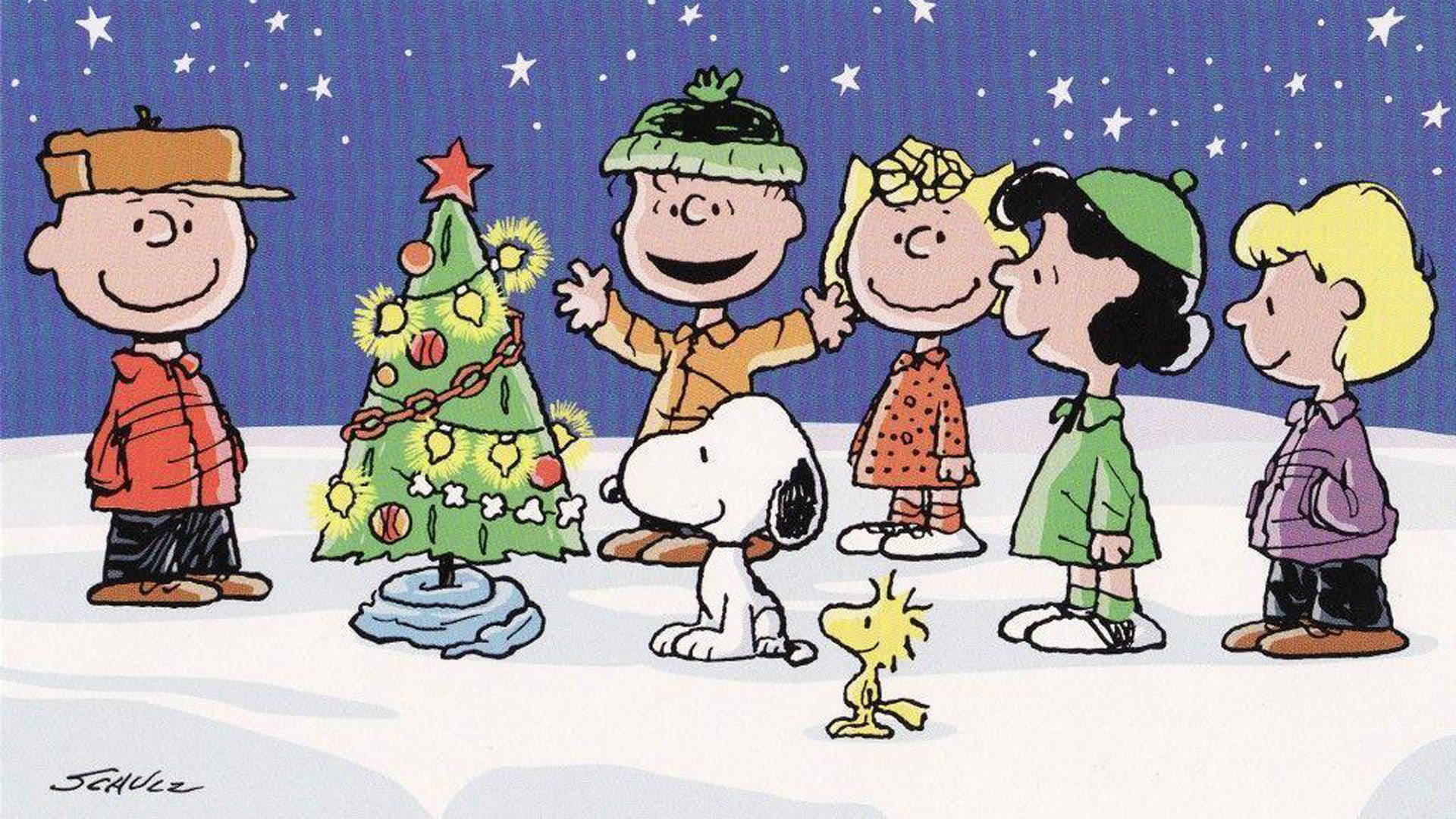 Download Snoopy Christmas Decorated Tree Wallpaper
