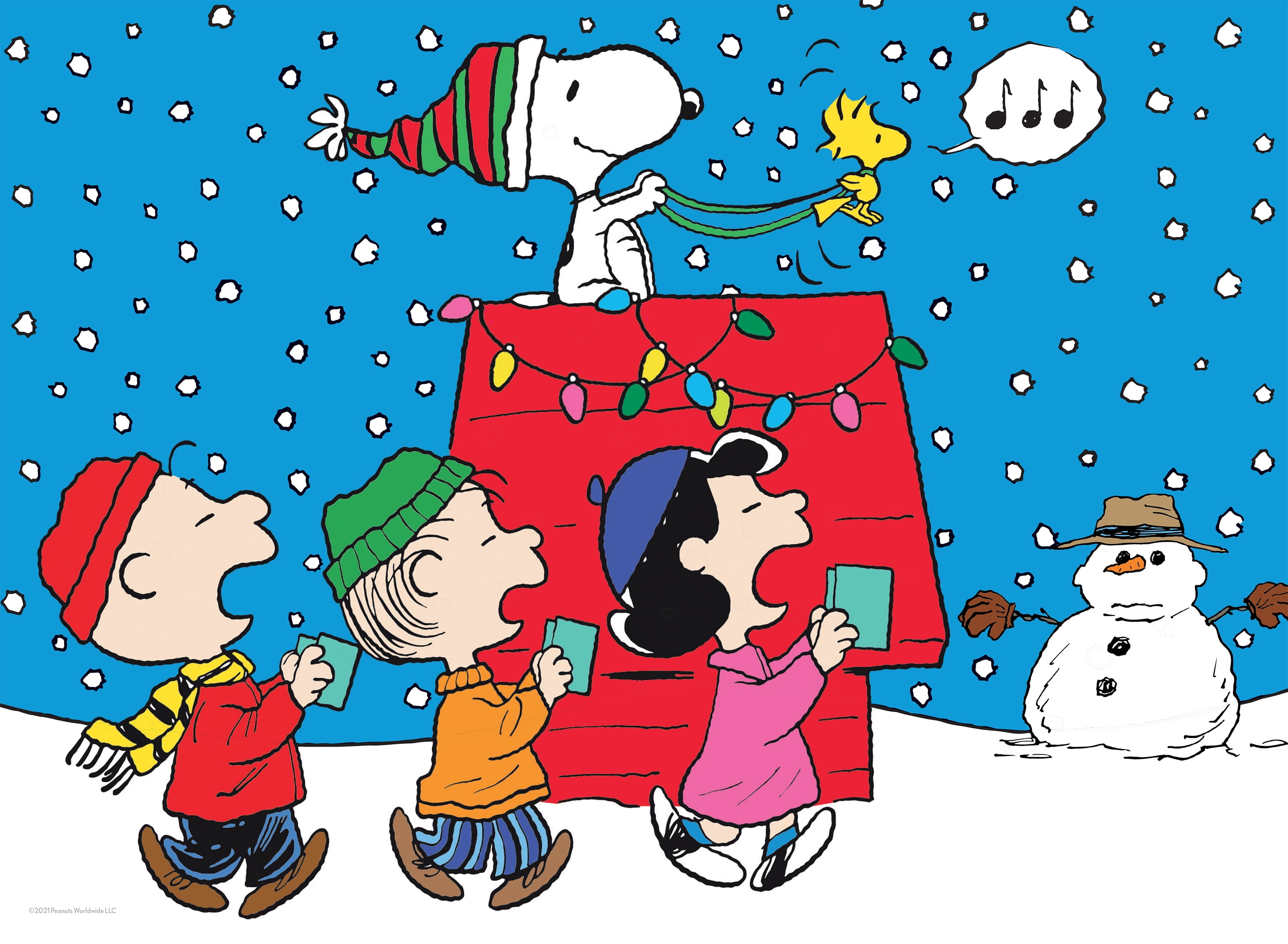 Ceaco 100 Piece Kids Peanuts Christmas Snoopy And The Singers Interlocking Jigsaw Puzzle