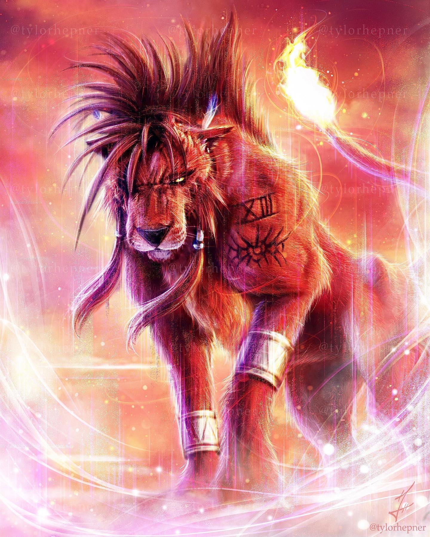 Red XIII Painting- Continuing my FF7 Drawing series leading up to Intergrade!