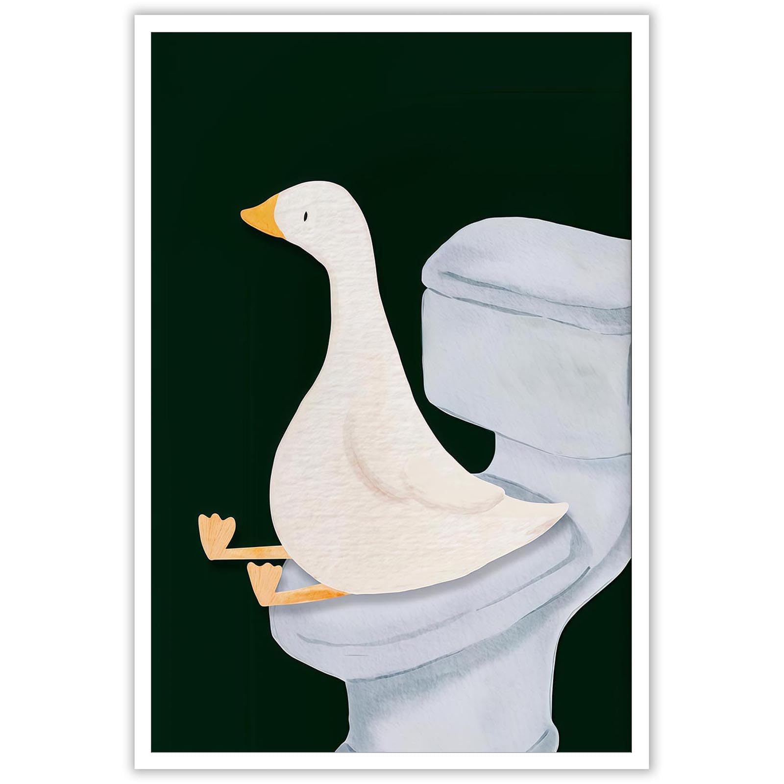 Vintage Silly Goose Sitting On The Toilet Posters Funny Bathroom Canvas Wall Art Distinctive Minimalism Aesthetic Prints Painting For Home Bedroom Dorm Wall Decor 12x16in Unframed: Posters & Prints