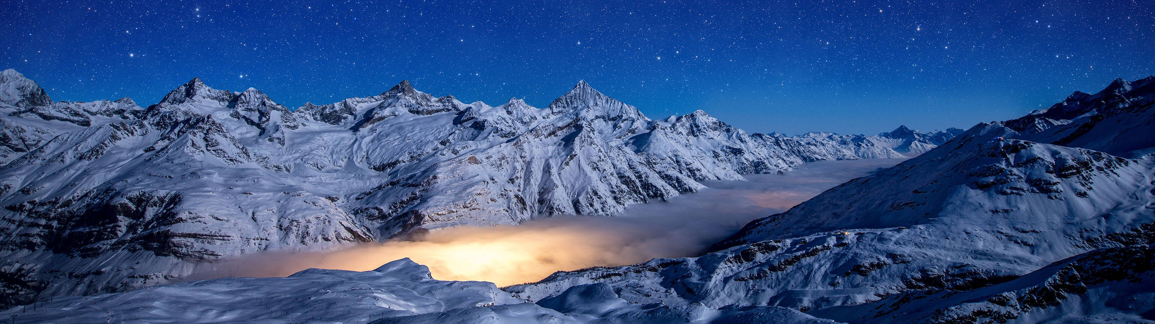 Download Snowy Mountain Dual Monitor Background