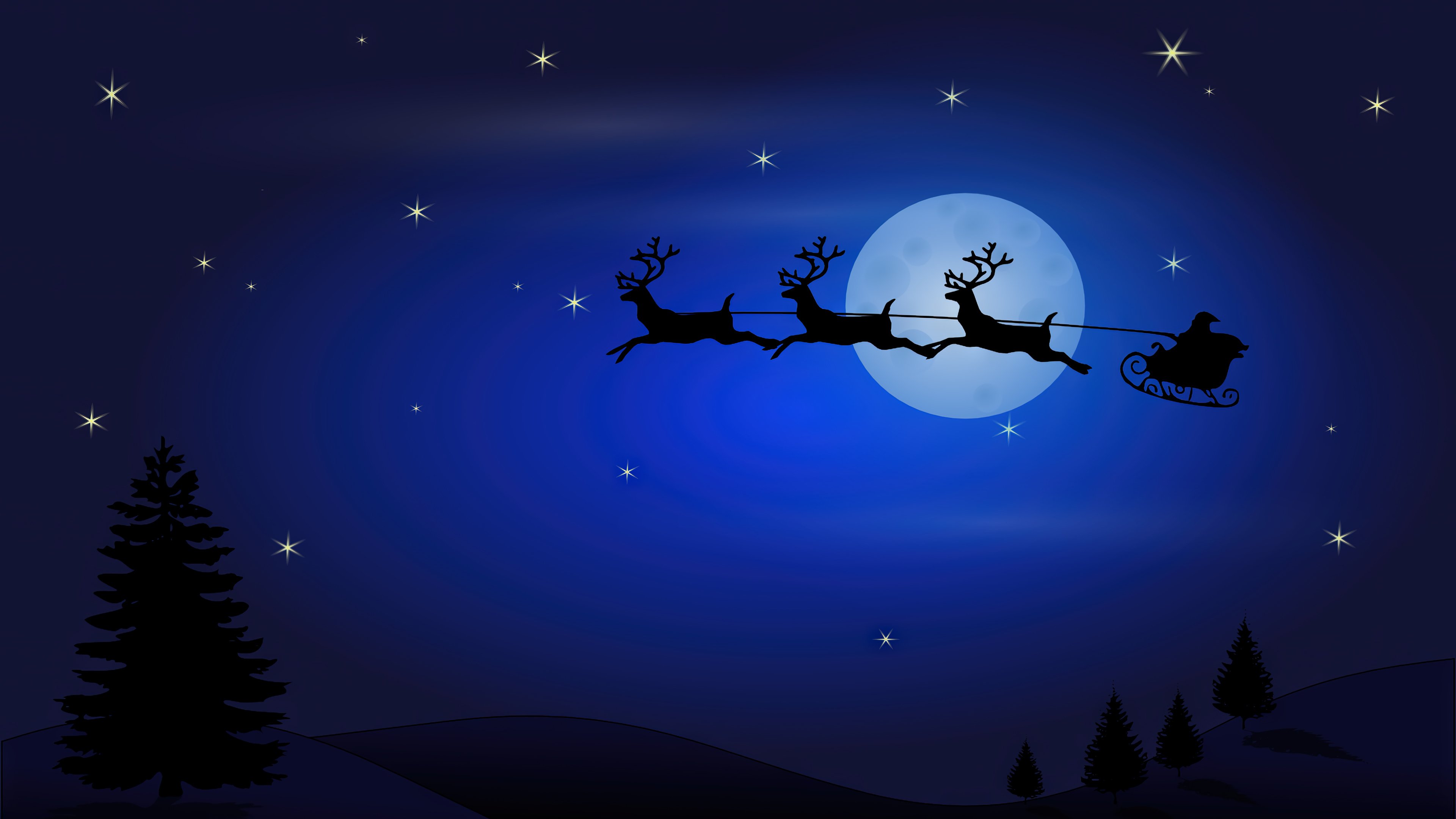 Santa Claus Sleigh Silhouette Christmas Wallpaper 4K HD PC h