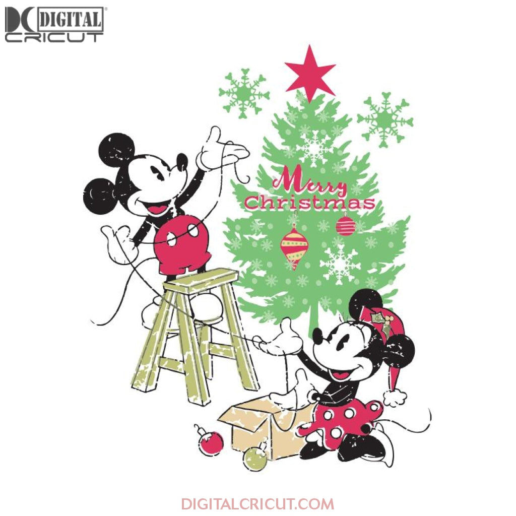 Mickey And Minnie Svg, Vintage Cricut File, Clipart, Christmas Svg, Mi