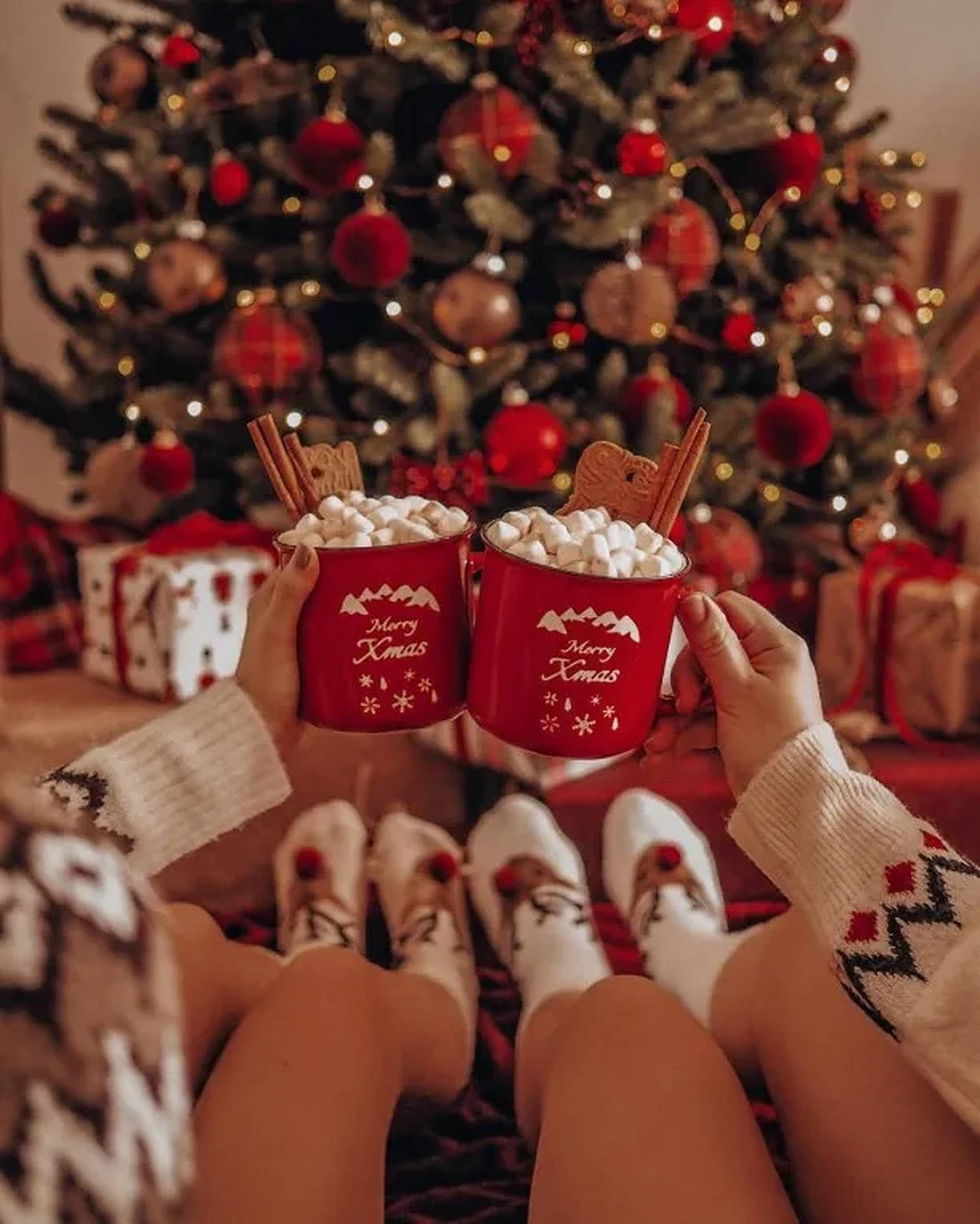 Download Cozy Christmas Aesthetic Red Mug Wallpaper