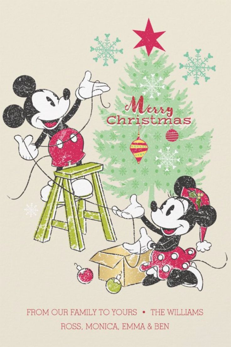 Disney Mickey & Minnie Classic Christmas Tree Holiday Card
