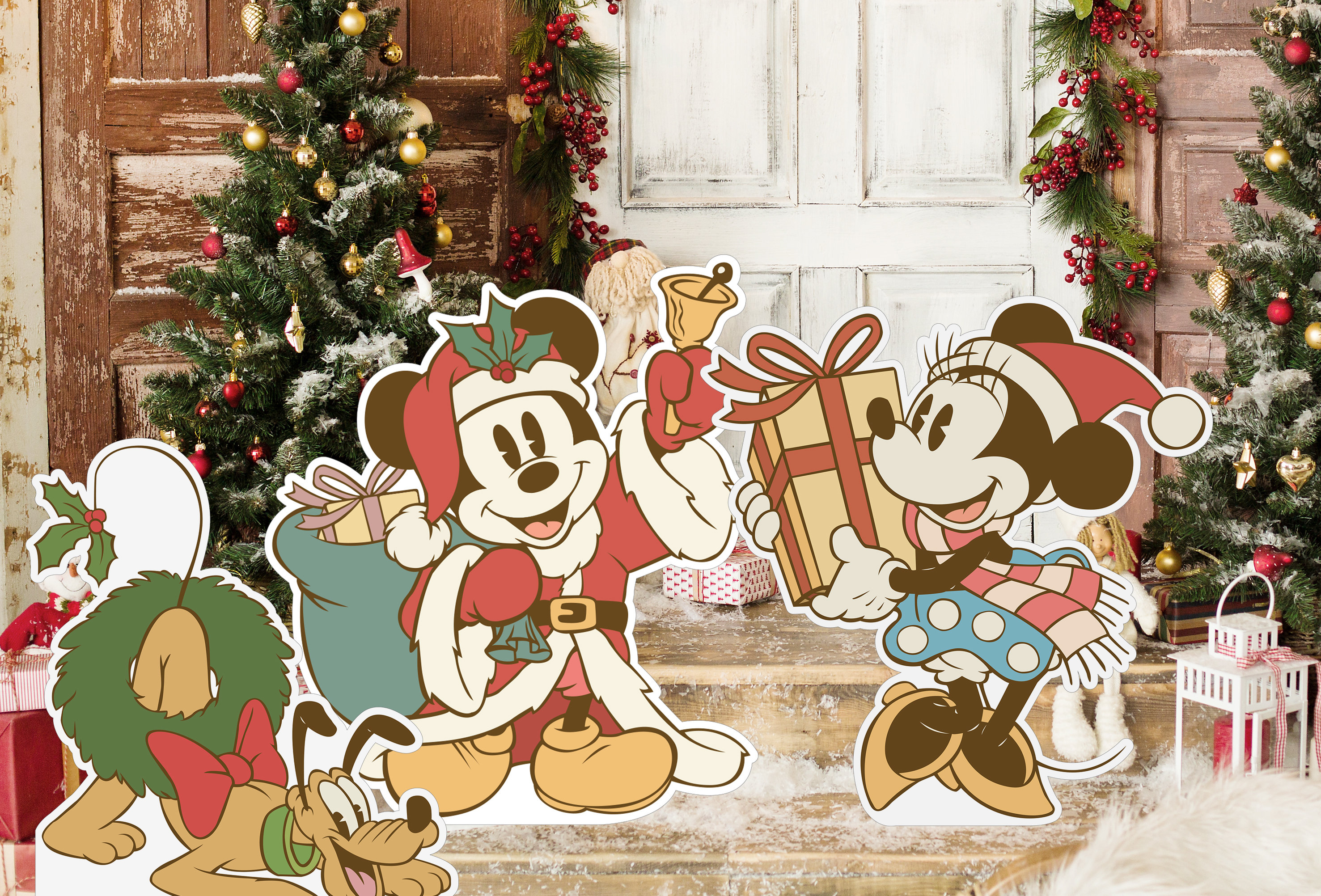 Printable Santa Mickey, Minnie & Pluto Cutout, Christmas Stand Up Prop, Christmas Baby Shower or Birthday Party Decoration, Digital file