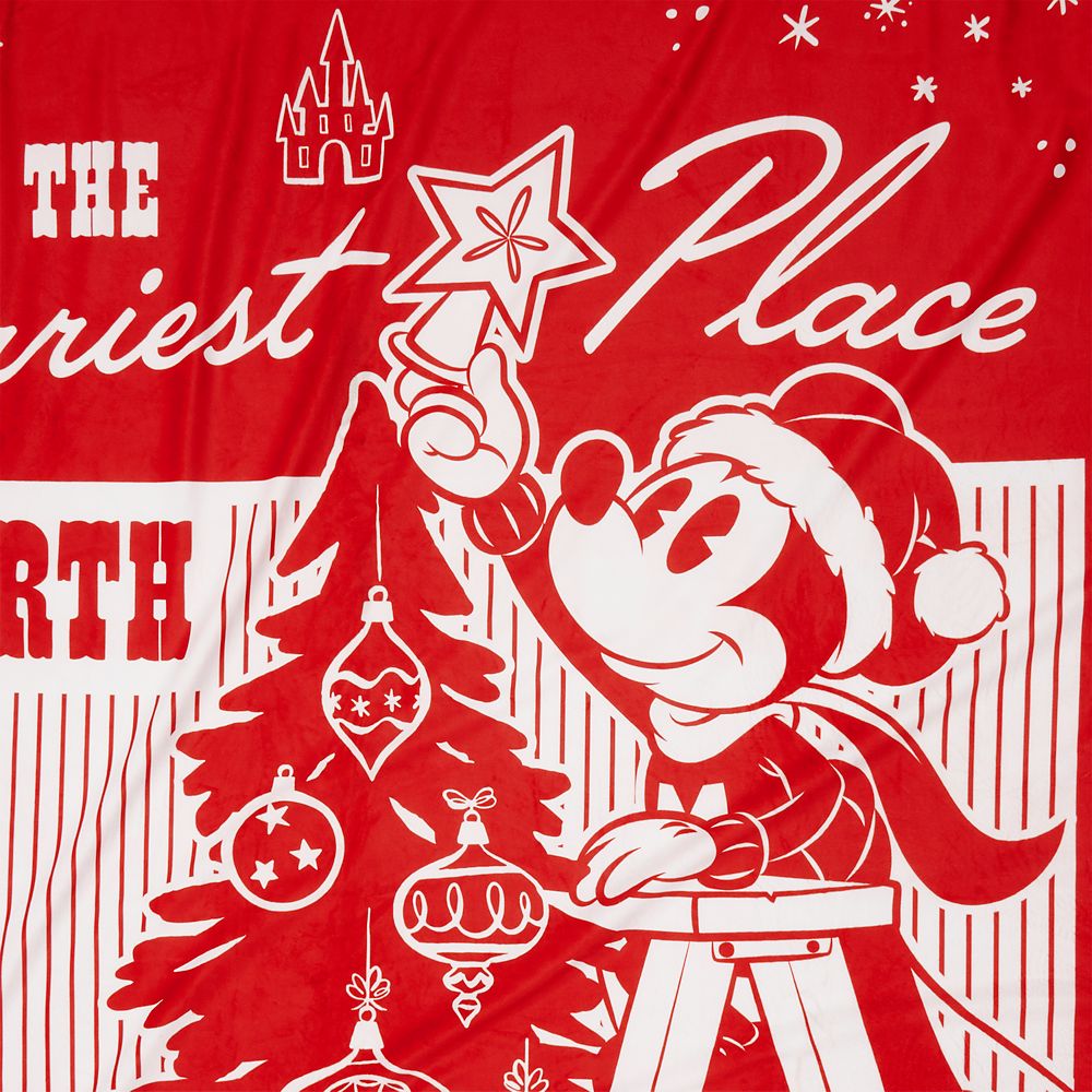 Disney Throw Blanket Vintage Christmas Mickey and Minnie