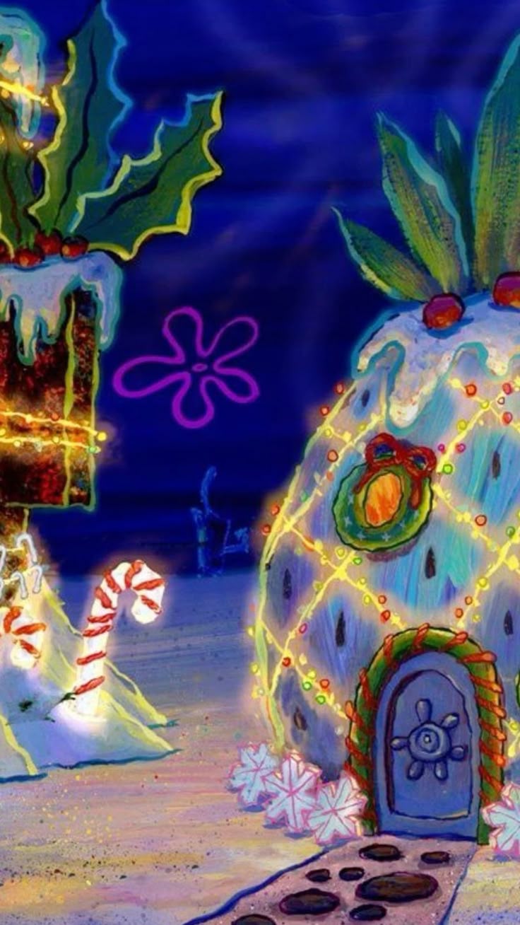 spongebob #sponge #christmas #christmasideas #wall #paper #wallpaper #wallpaperforyourphone #wallpaperwednesday #cutecore #sea #bob #christmaswallpaper #light #lighting