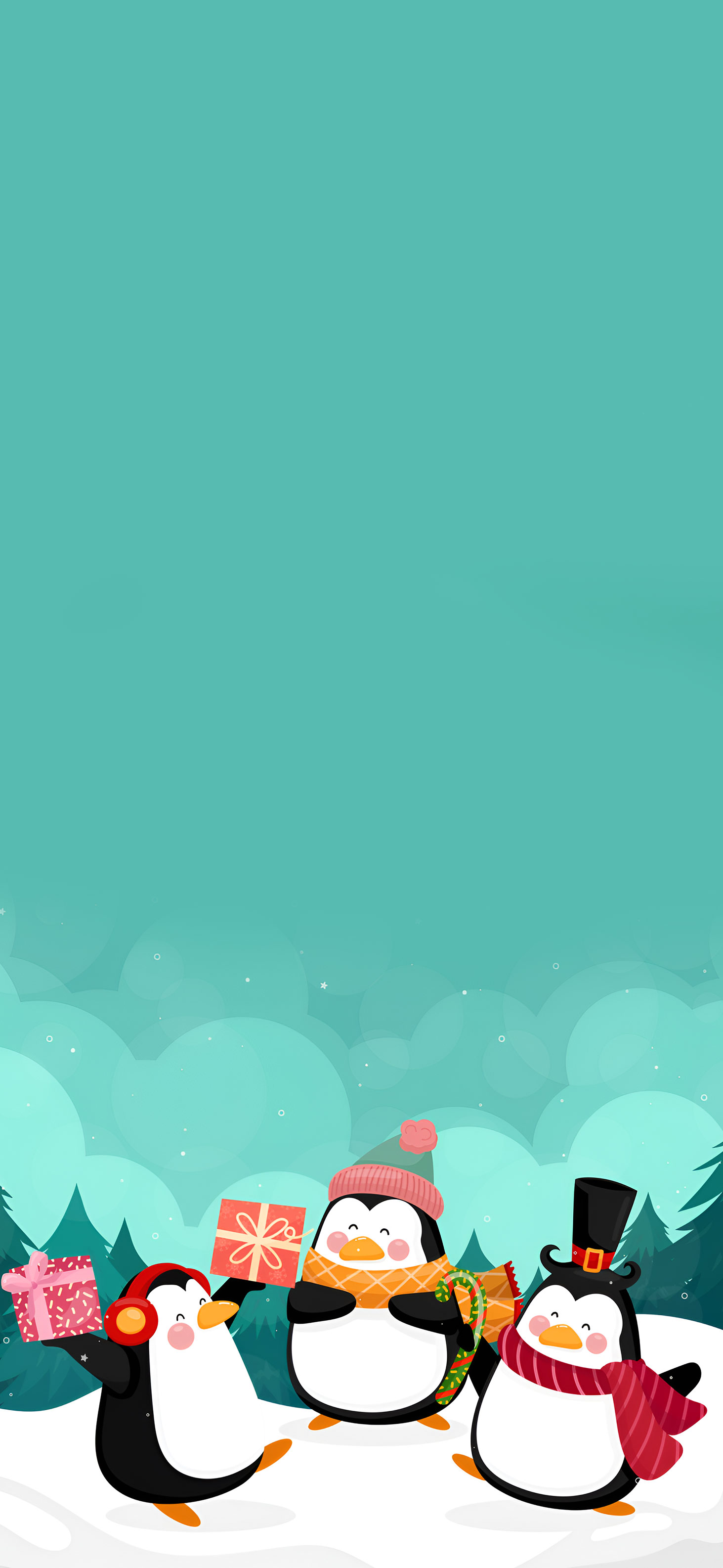 Three Adorable Penguins New Year's Wallpaper