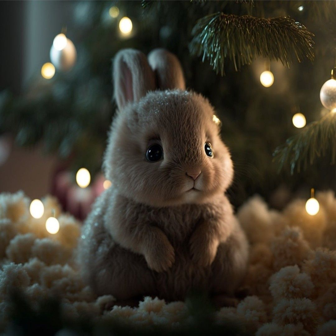Cute Stuffed Rabbit with Christmas Tree
