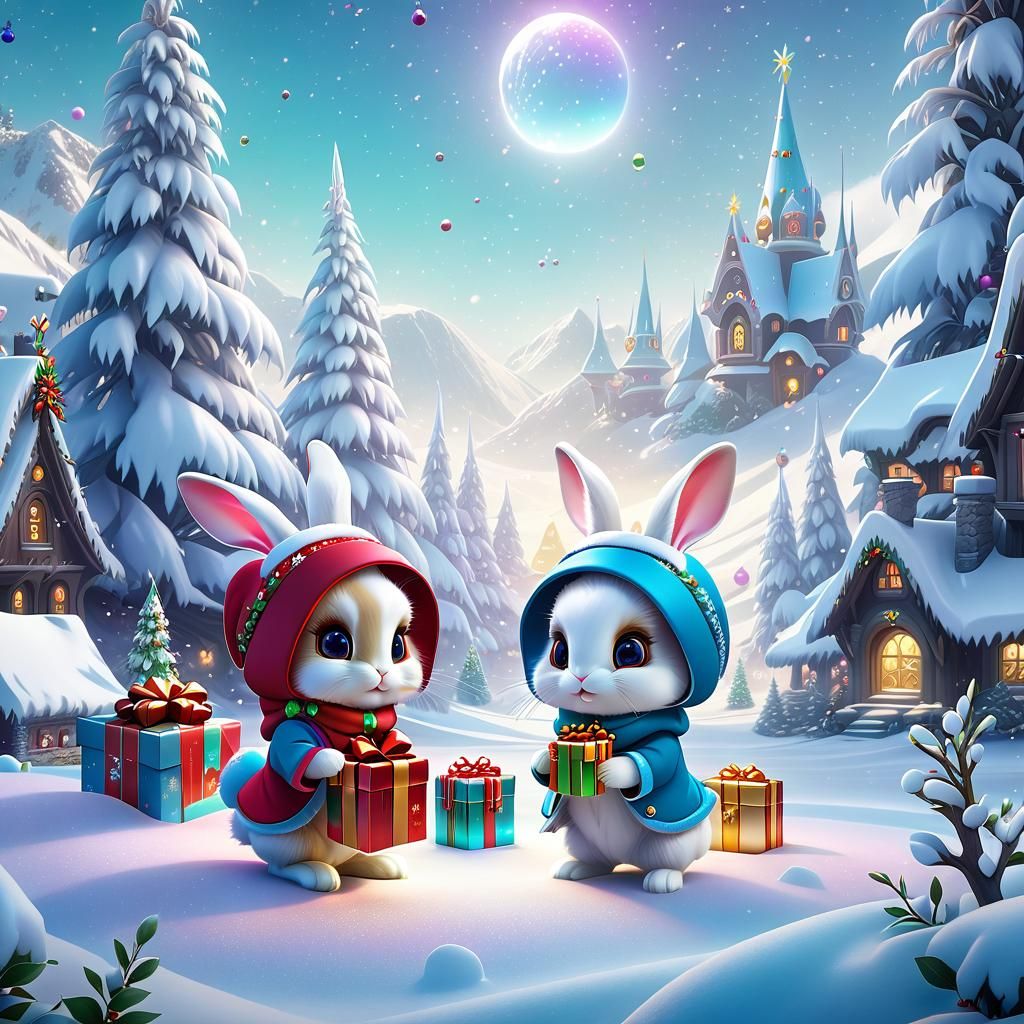 Cute Christmas Bunnies Wish You A Chibi Christmas :)