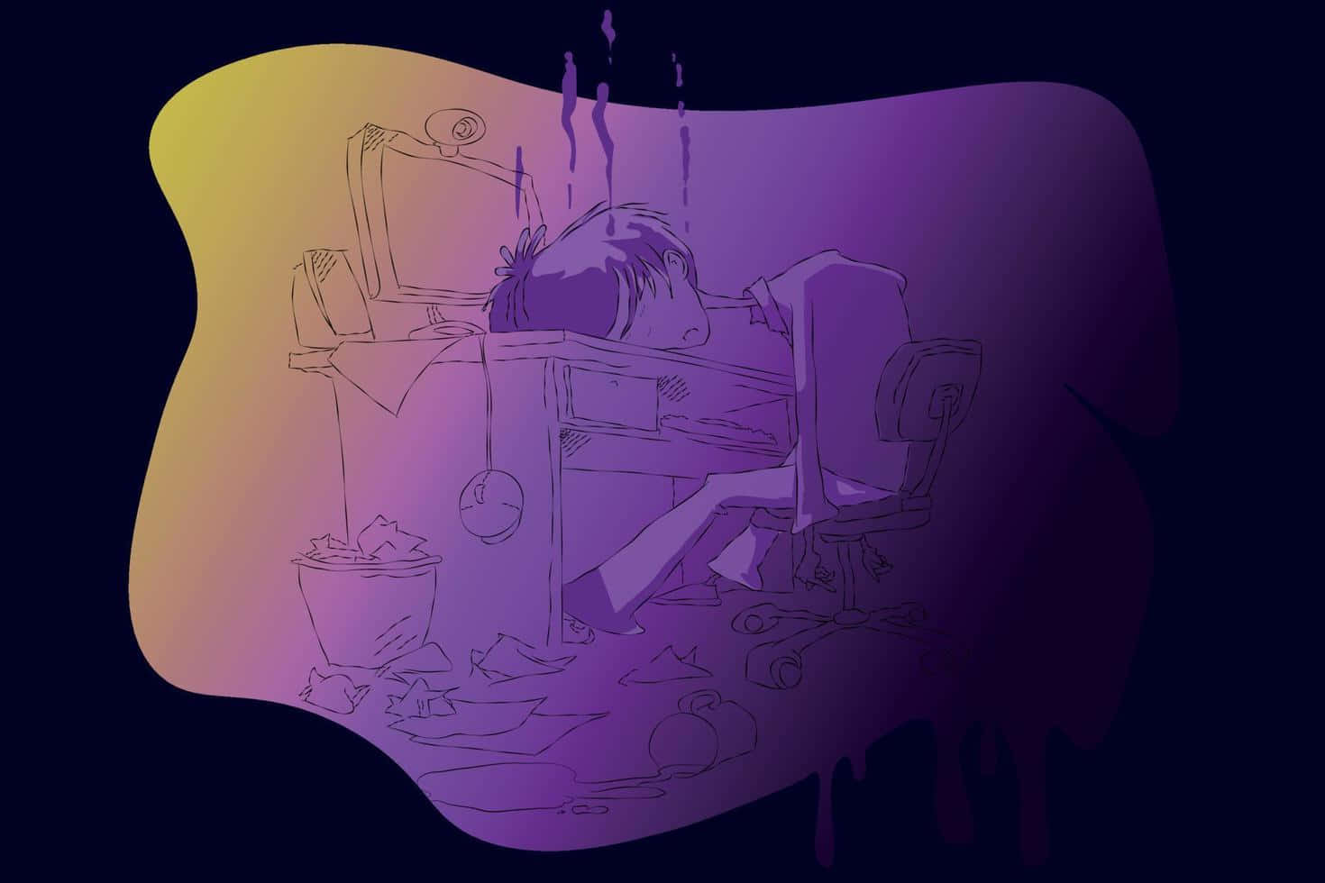 Download Exhausted Student Tired Aesthetic Wallpaper