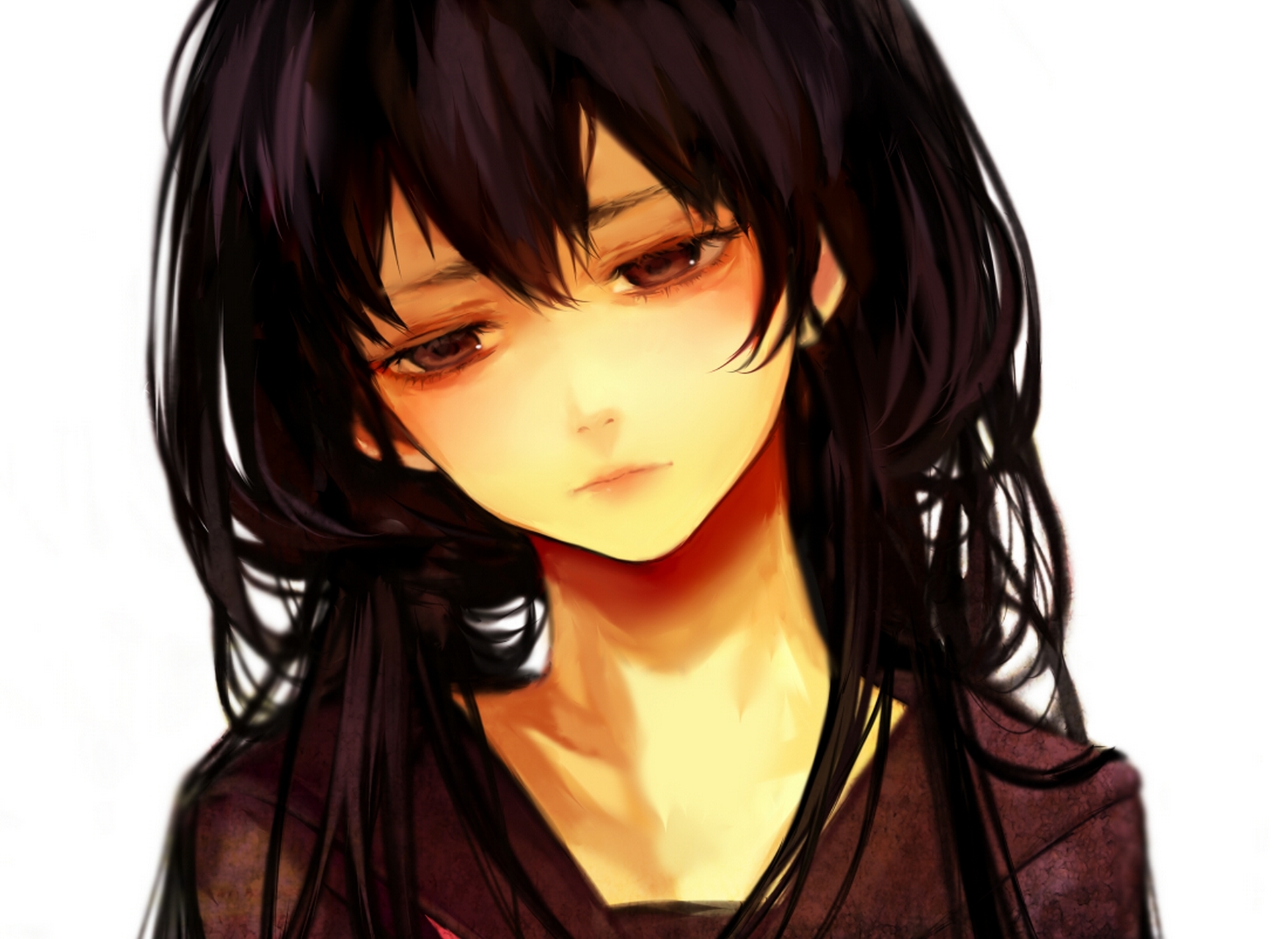 Wallpaper sadness, eyes, girl, face, anime, art, TCB for mobile and desktop, section прочее, resolution 1920x1400